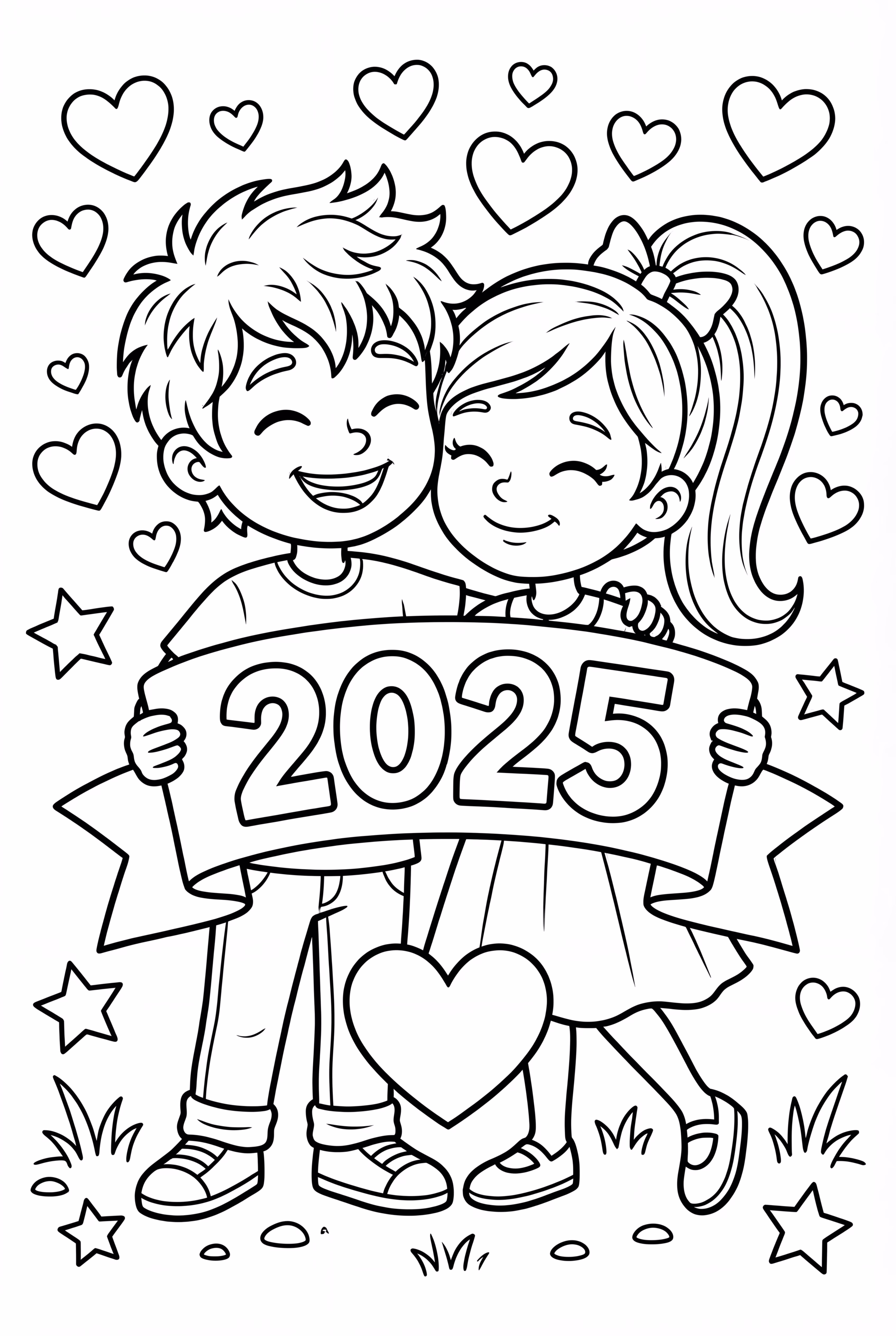 2025 happy new year hug celebration