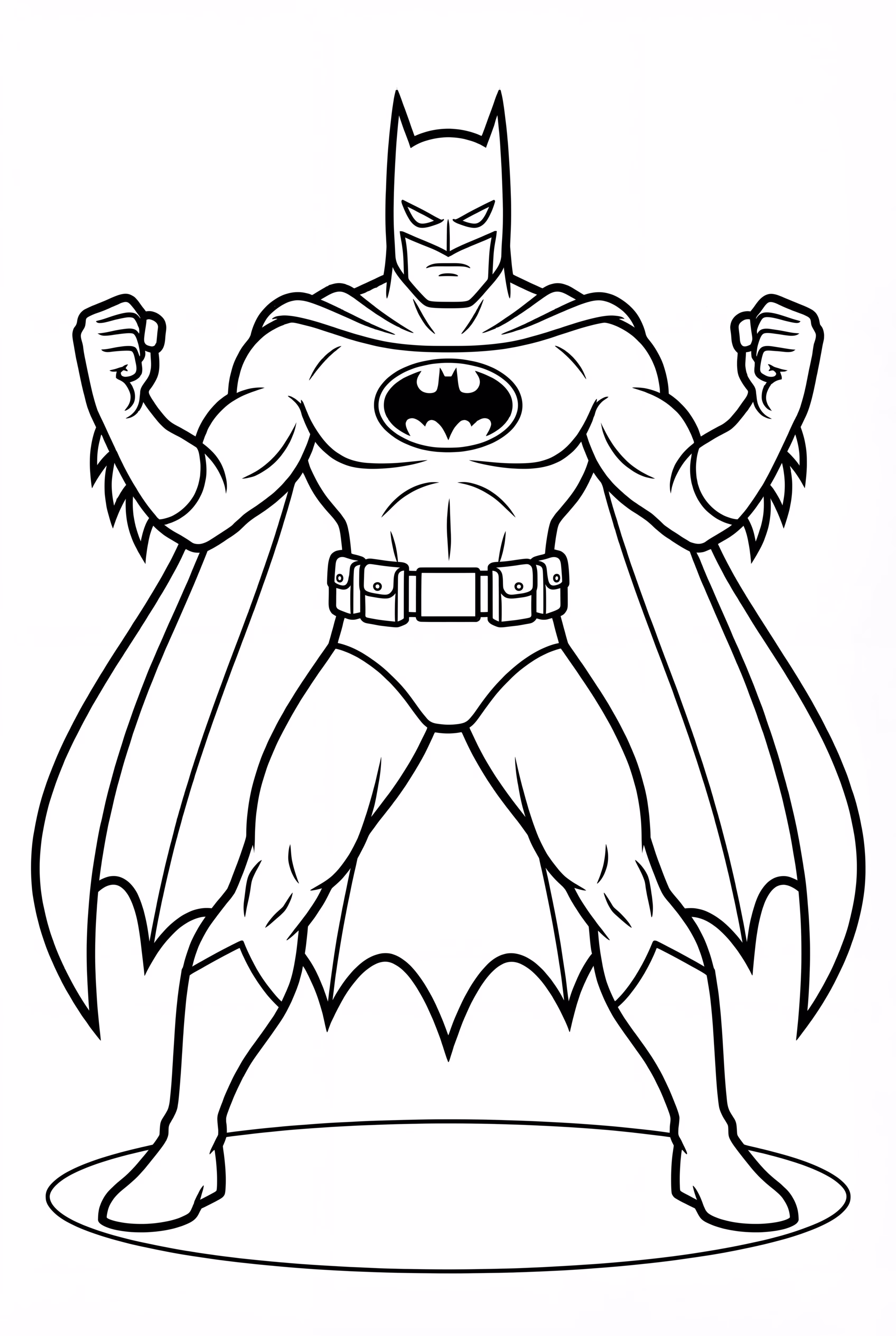 Batman in Classic Combat Pose Coloring Page