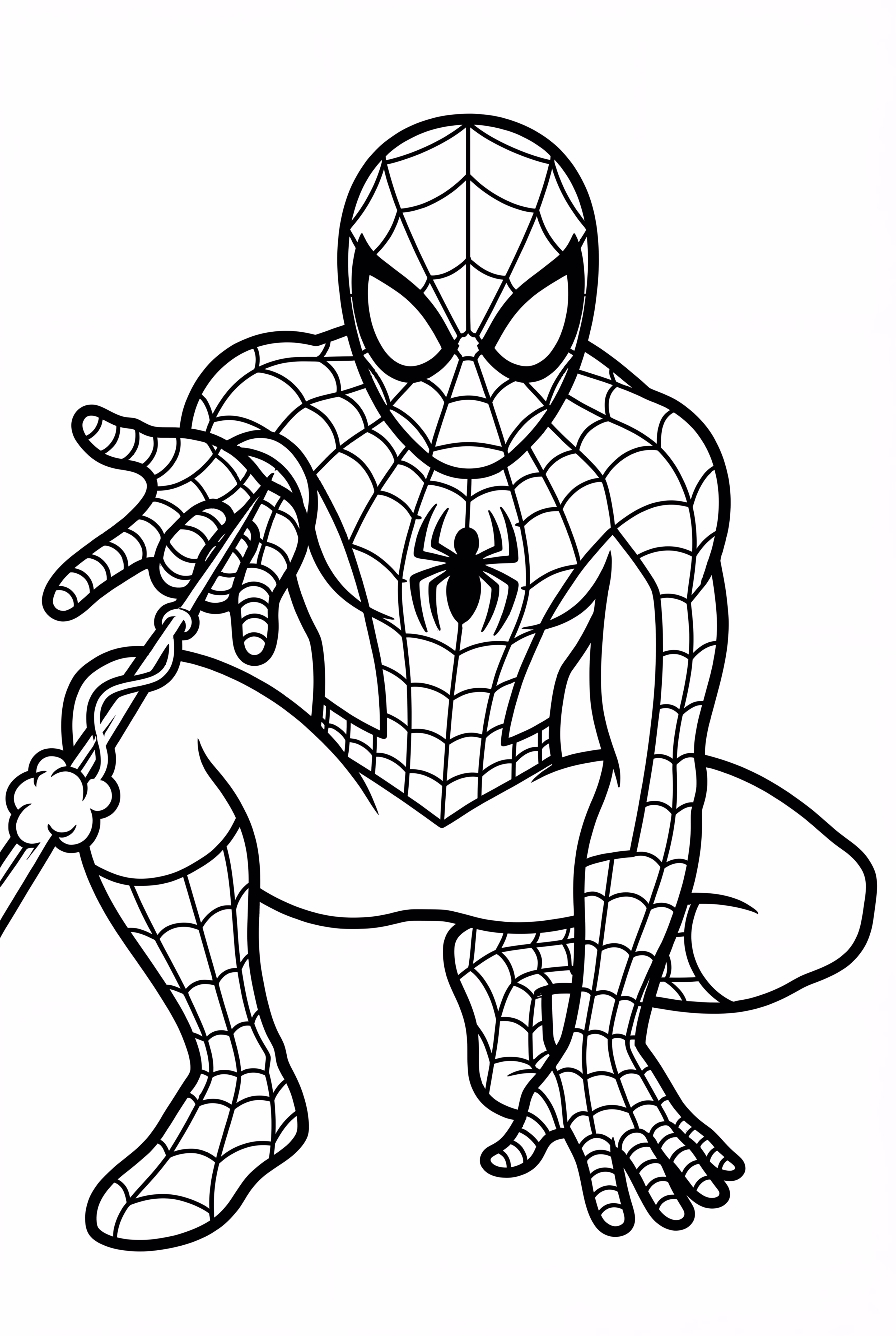 经典姿势的蜘蛛侠填色页