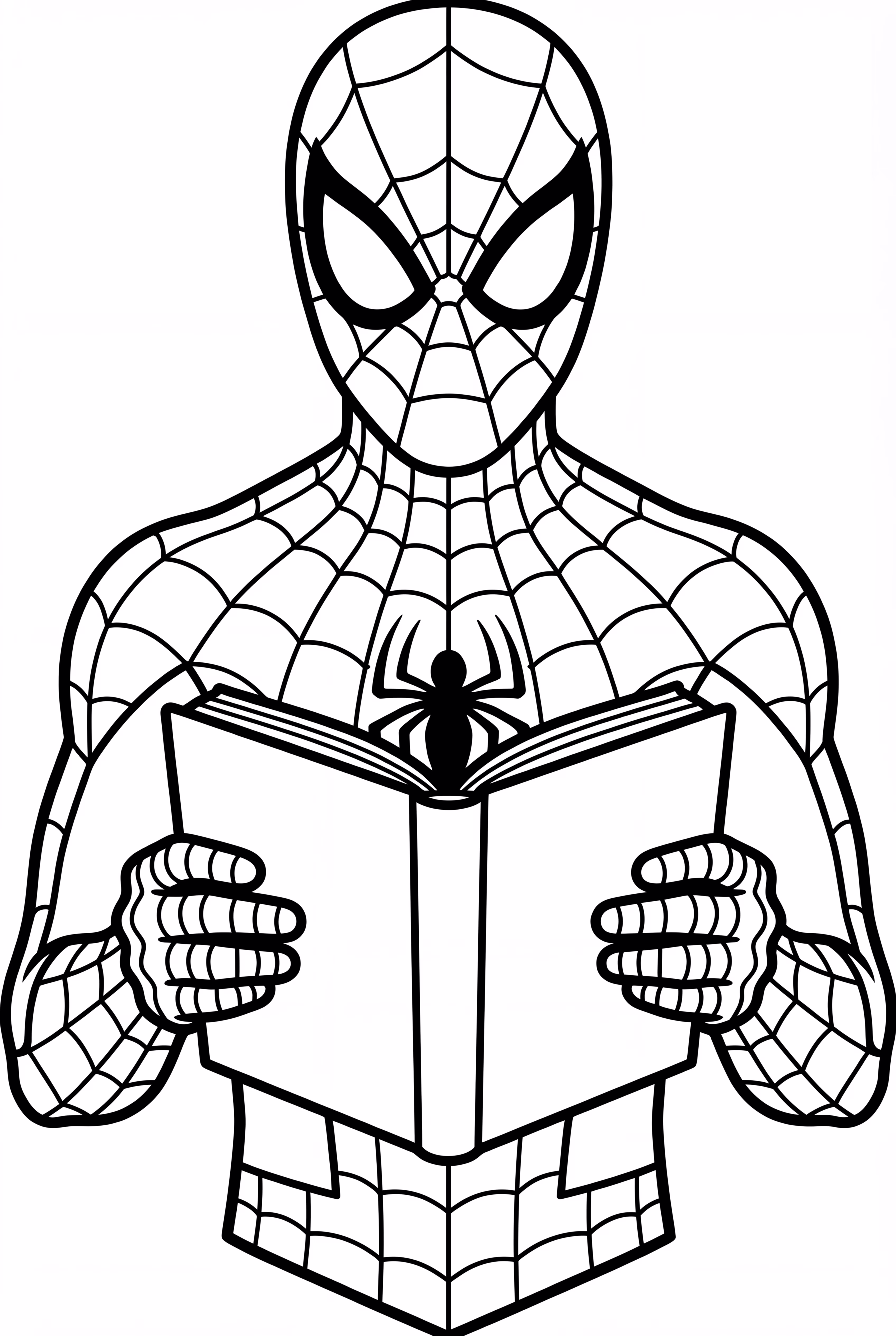蜘蛛侠阅读书籍填色页面