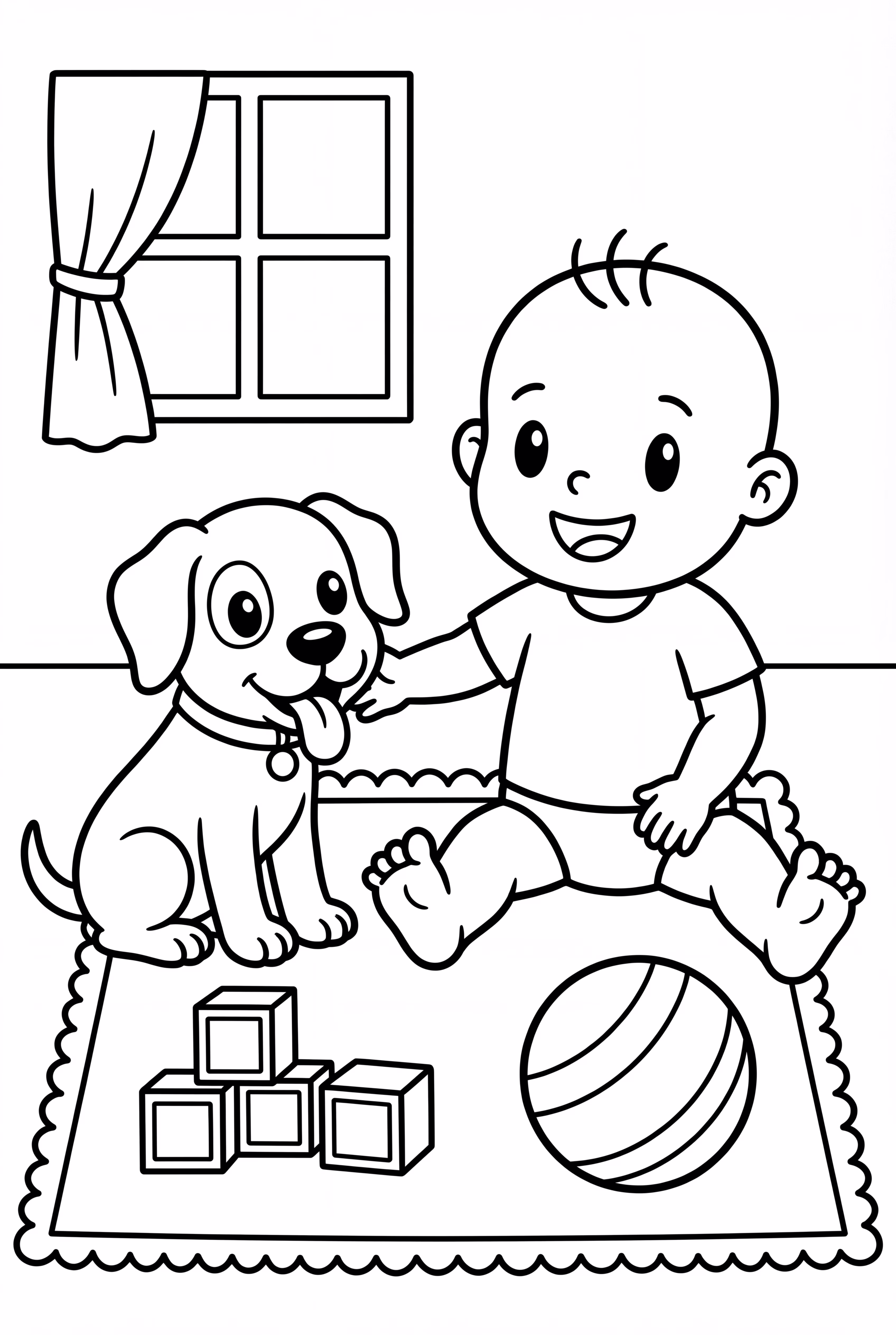 一個嬰兒和一隻友善的小狗