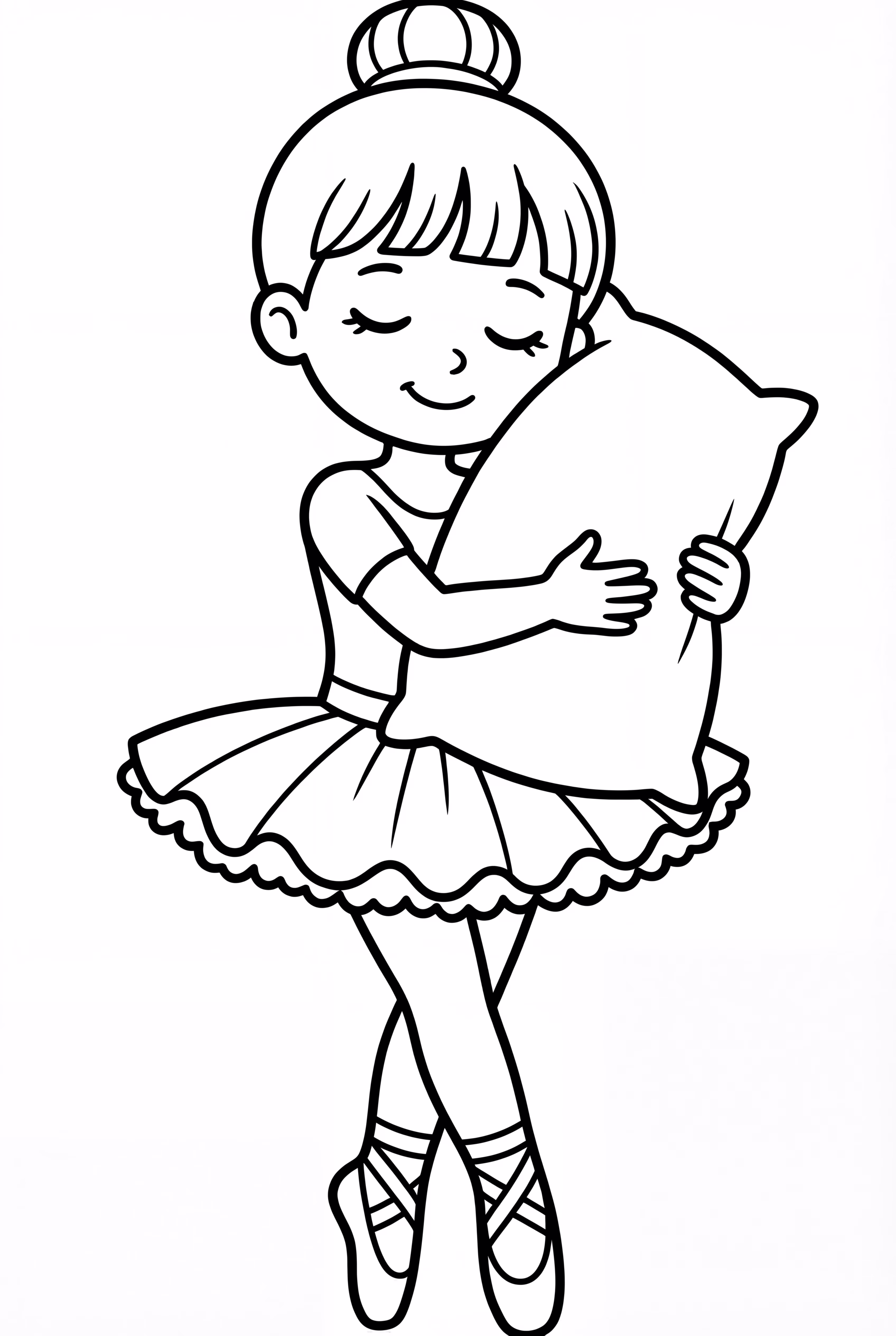 A Ballerina Hugging a Pillow