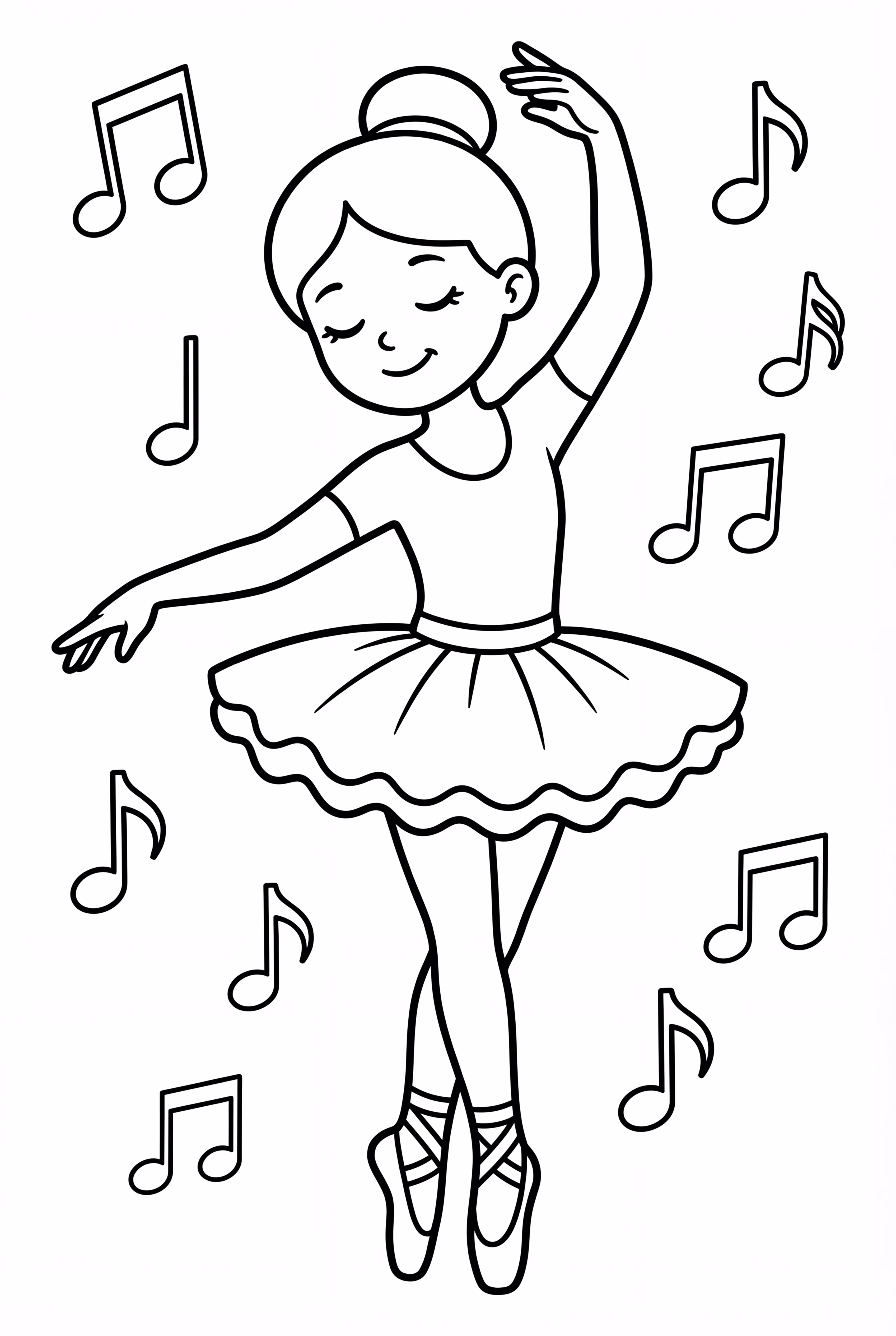 A Ballerina Surrounded by Musical Notes