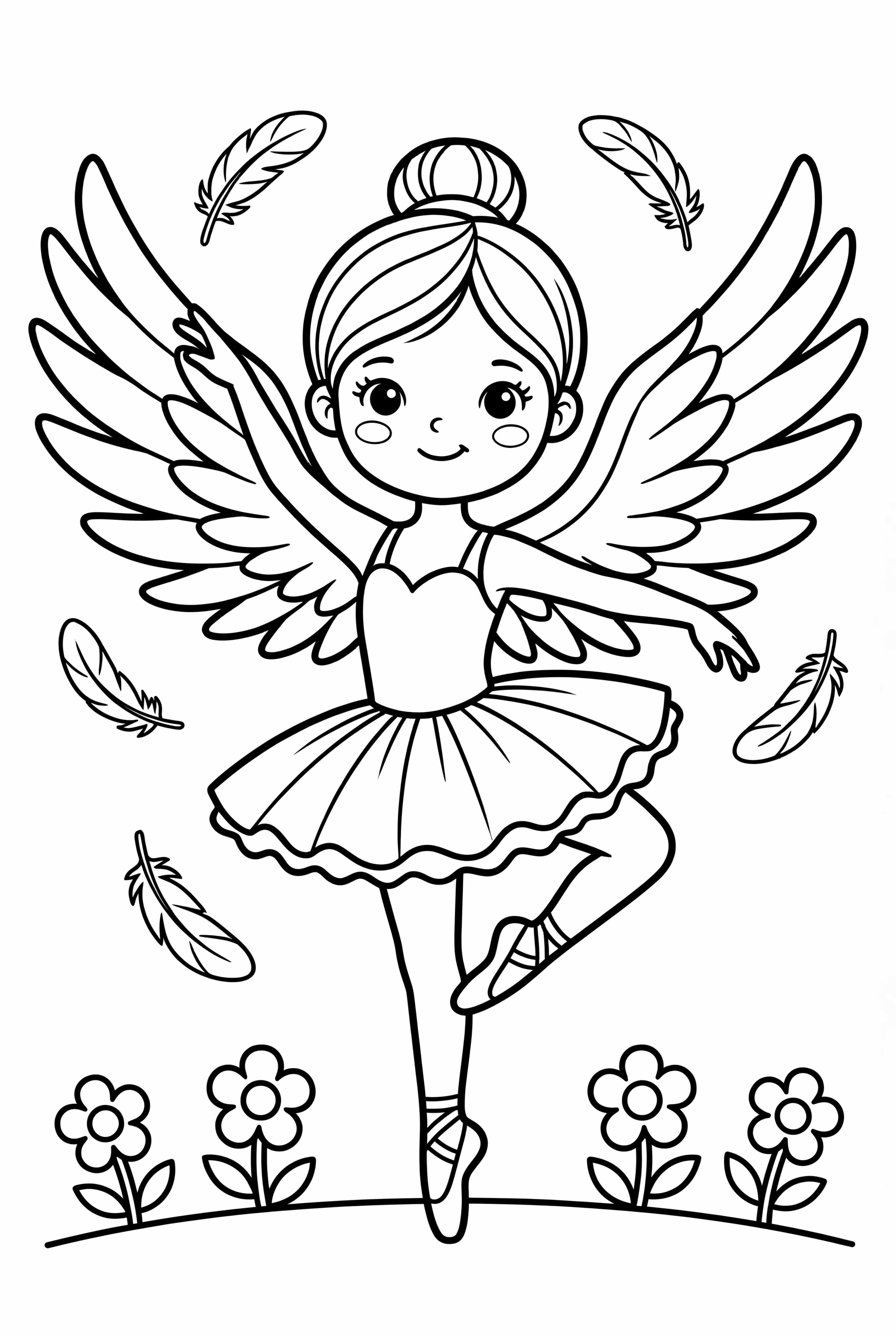 A Ballerina with Majestic Swan Wings