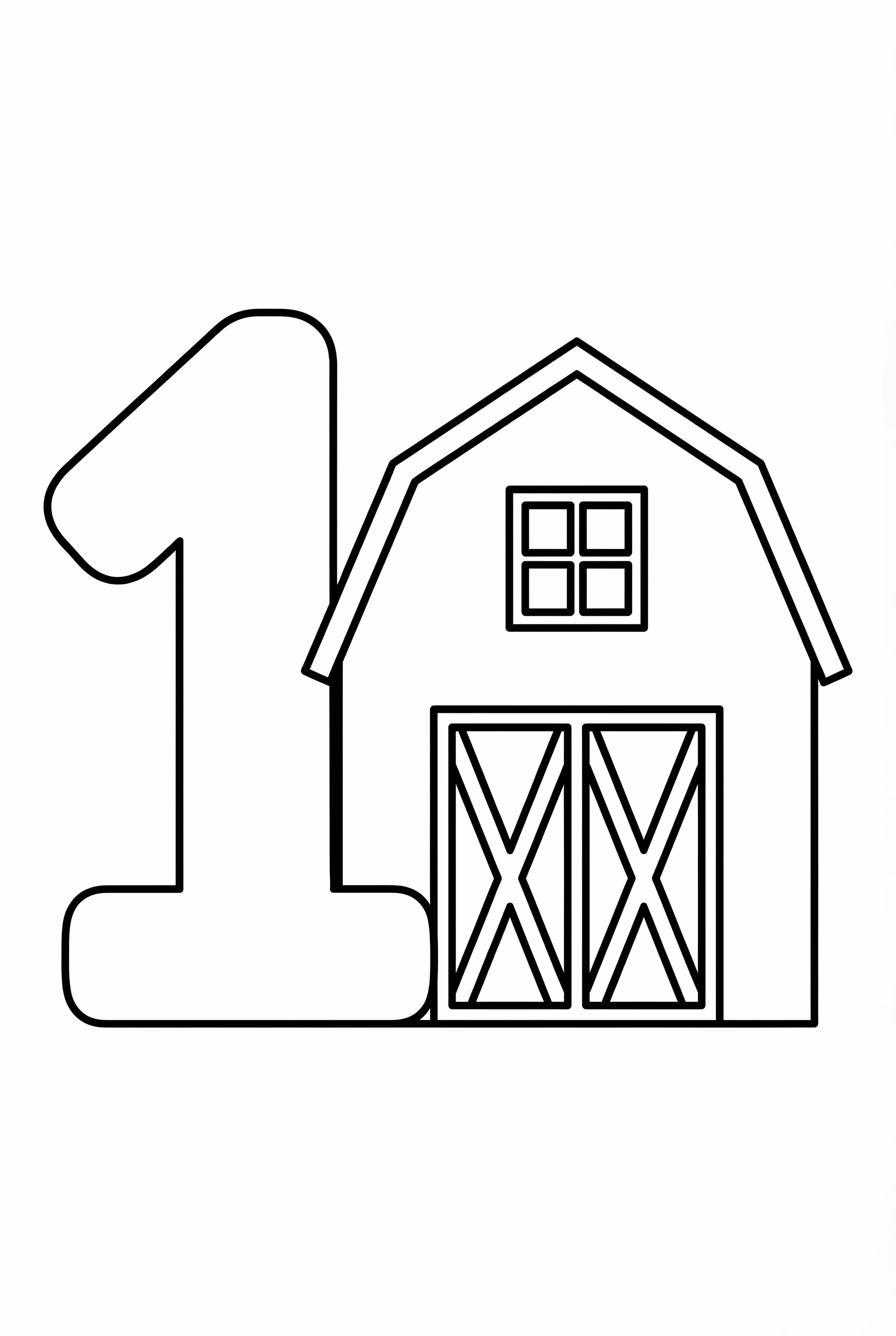 Eine Scheune mit einer großen Zahl Eins