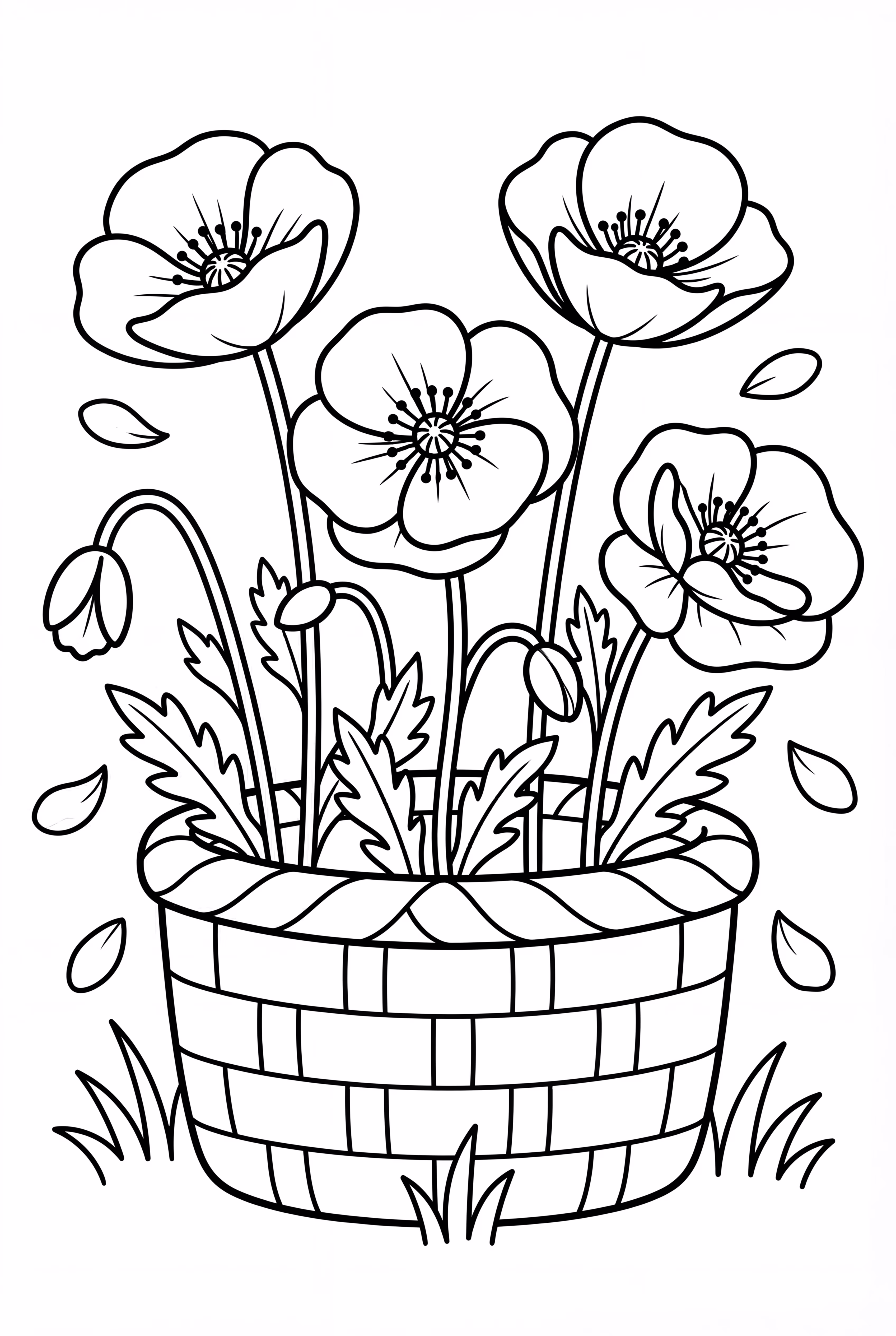 A Basket Full Of Poppy Flowers