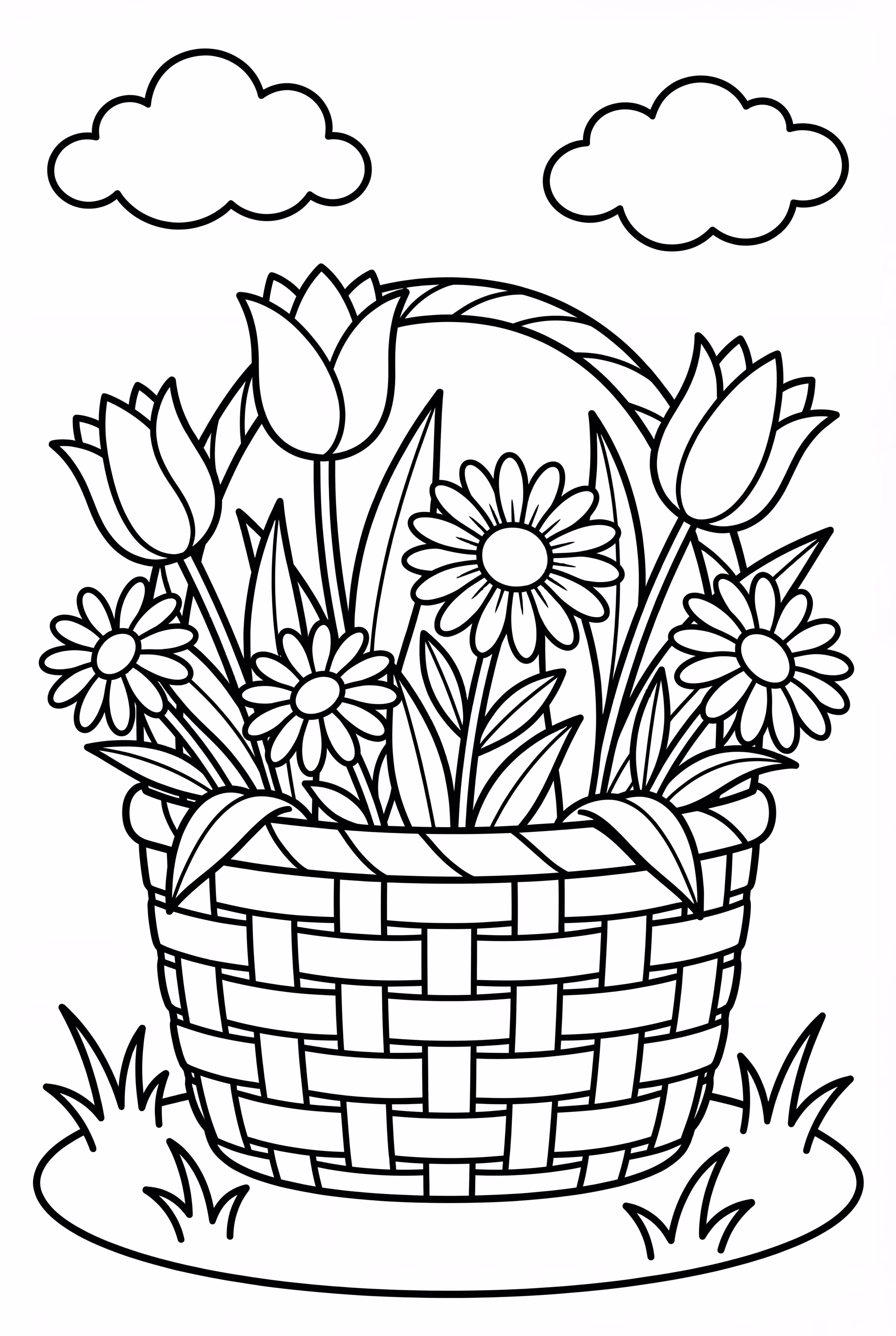 A Basket of Spring Flowers