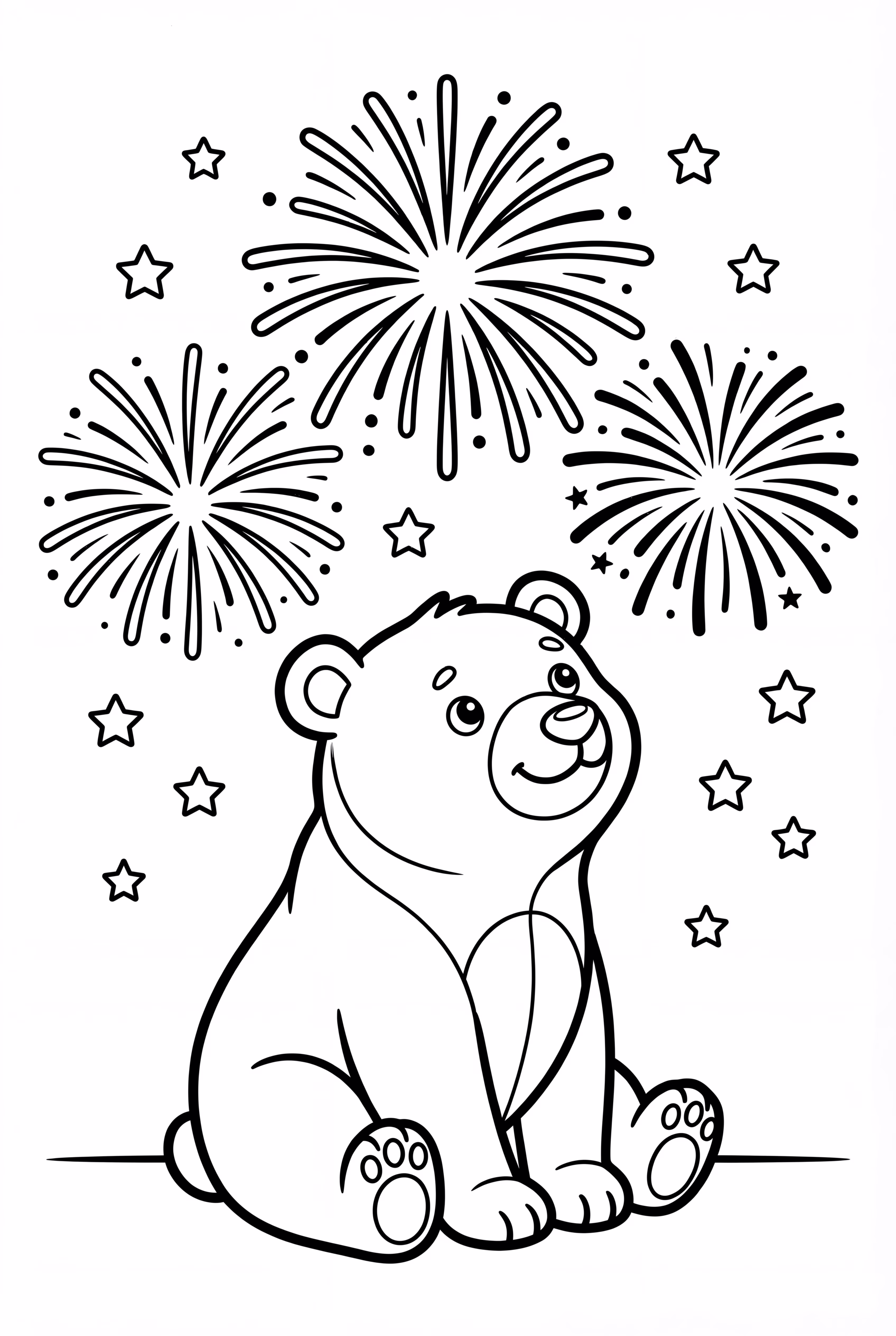 A Bear Watching Fireworks