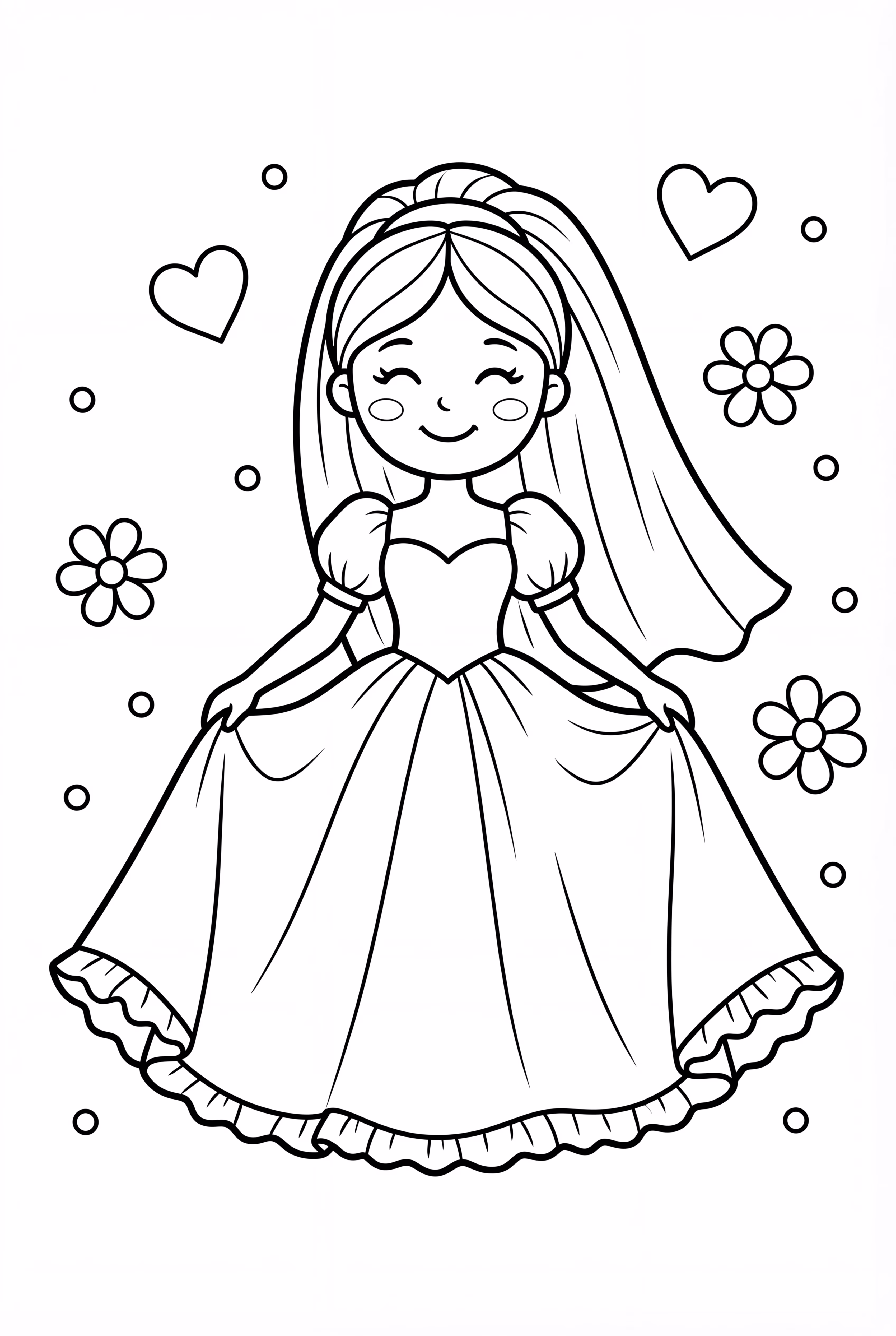 Ein schönes fließendes Hochzeitskleid