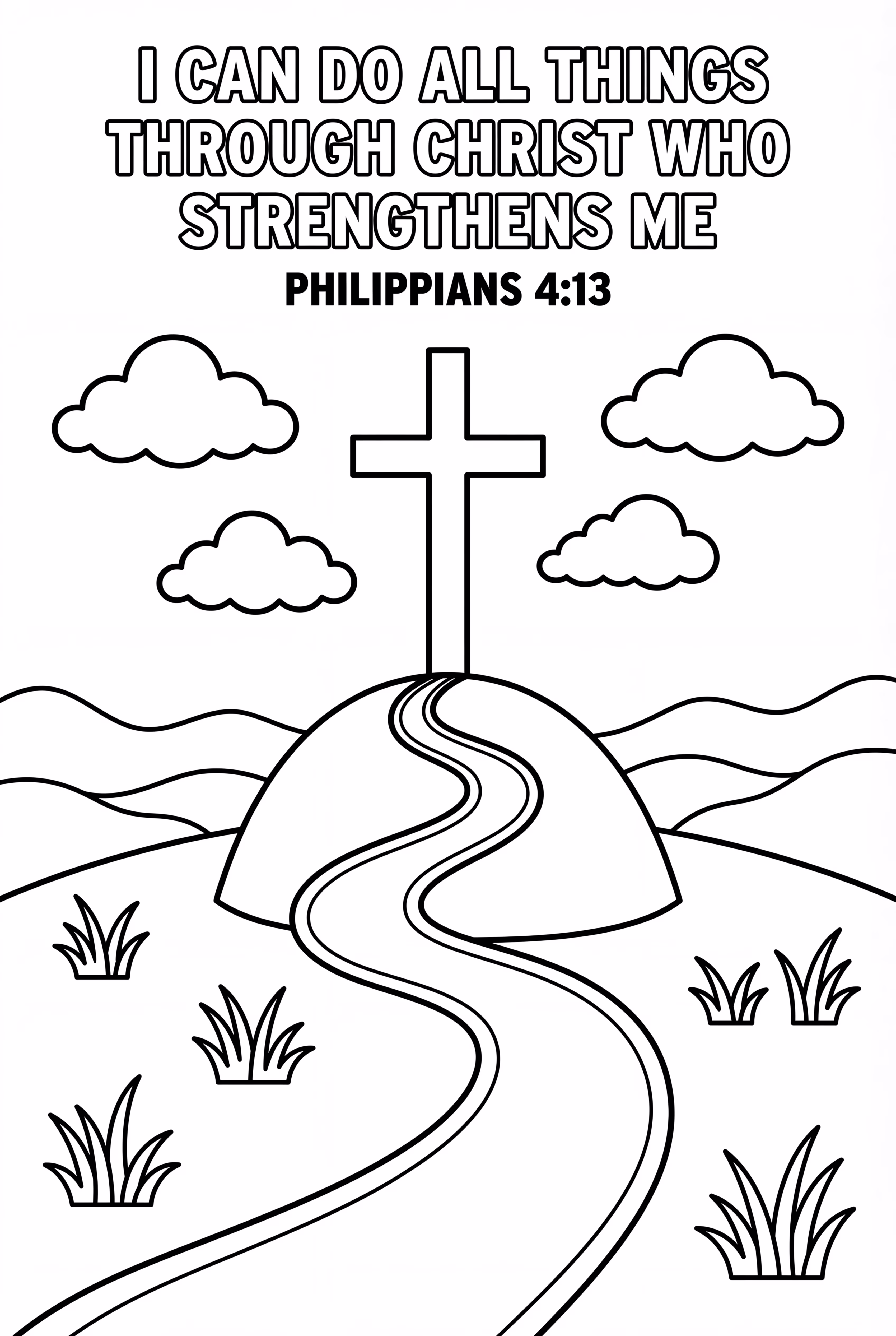 A Bible Verse With A Path Leading To A Cross