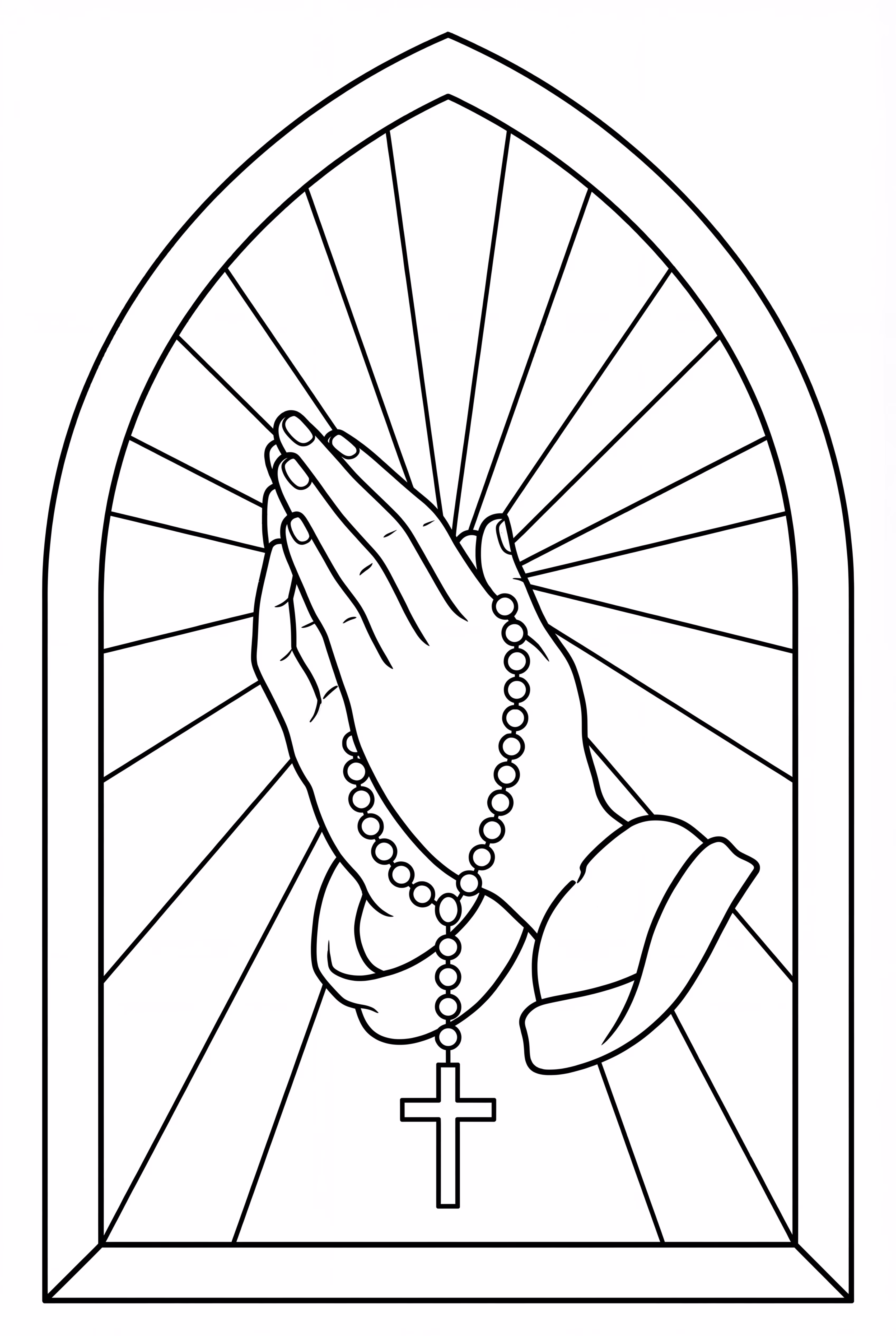 Un verset biblique avec des mains en prière et un chapelet