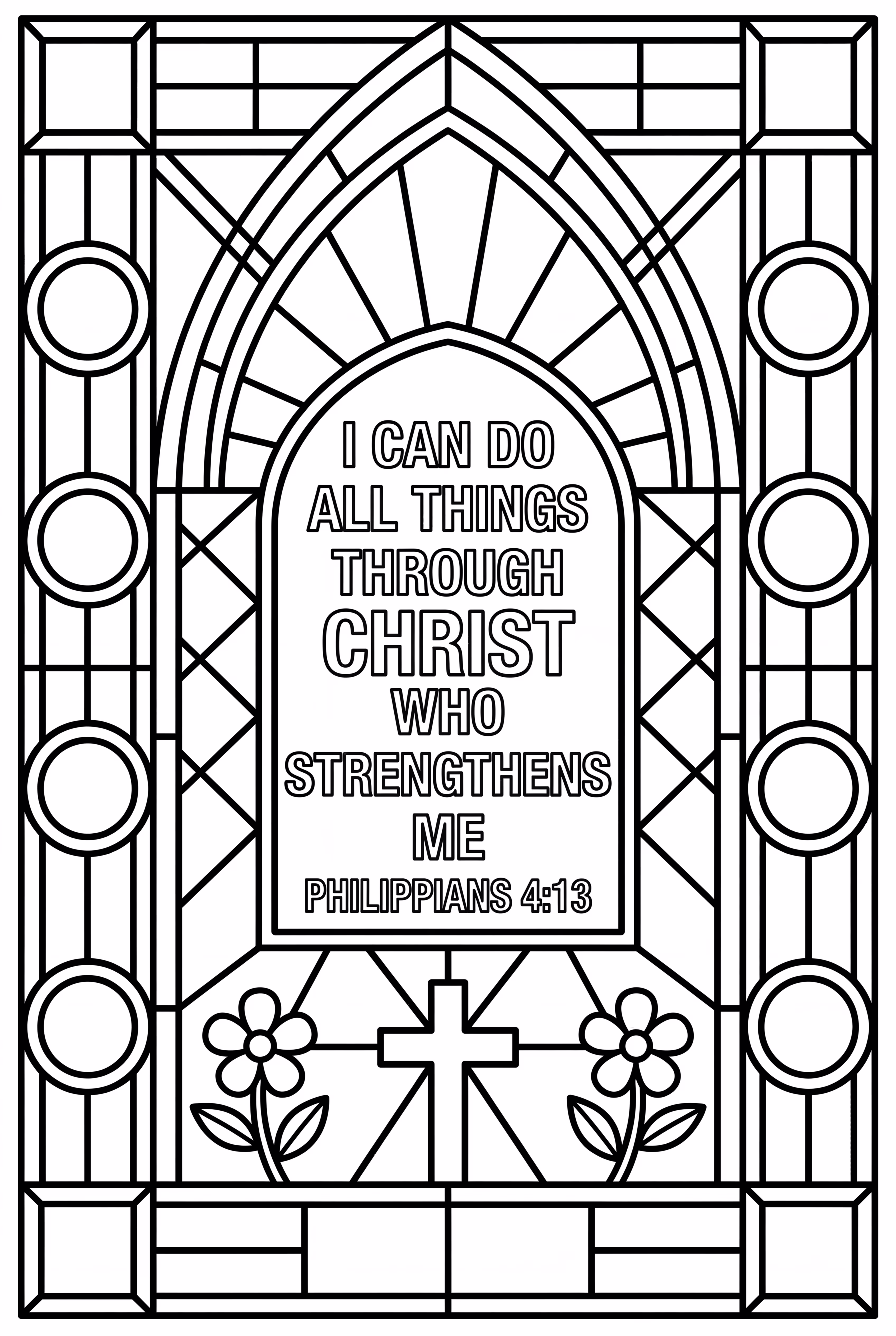 A Bible Verse Within A Stained Glass Window Scene