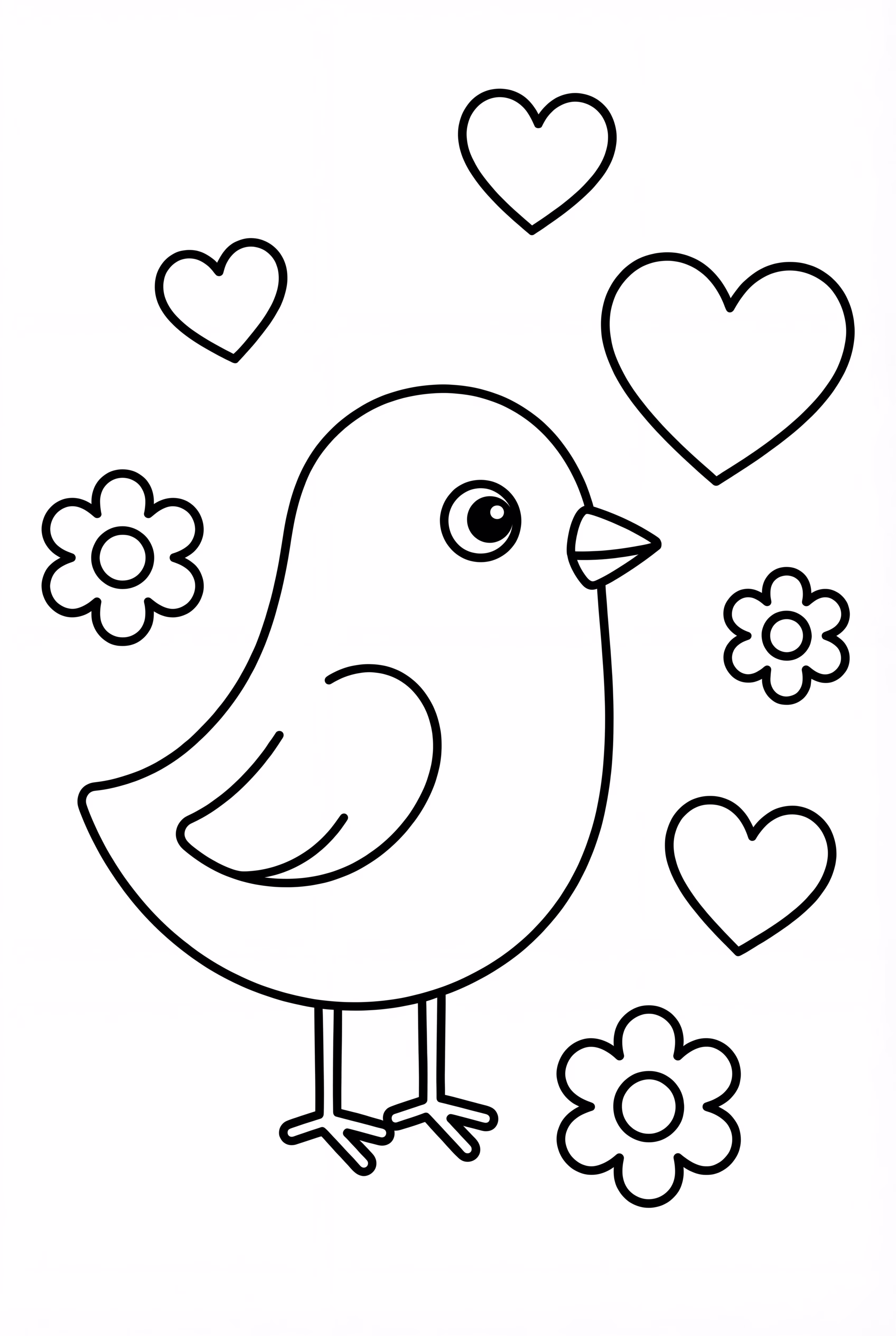A Bird With Hearts and Flowers