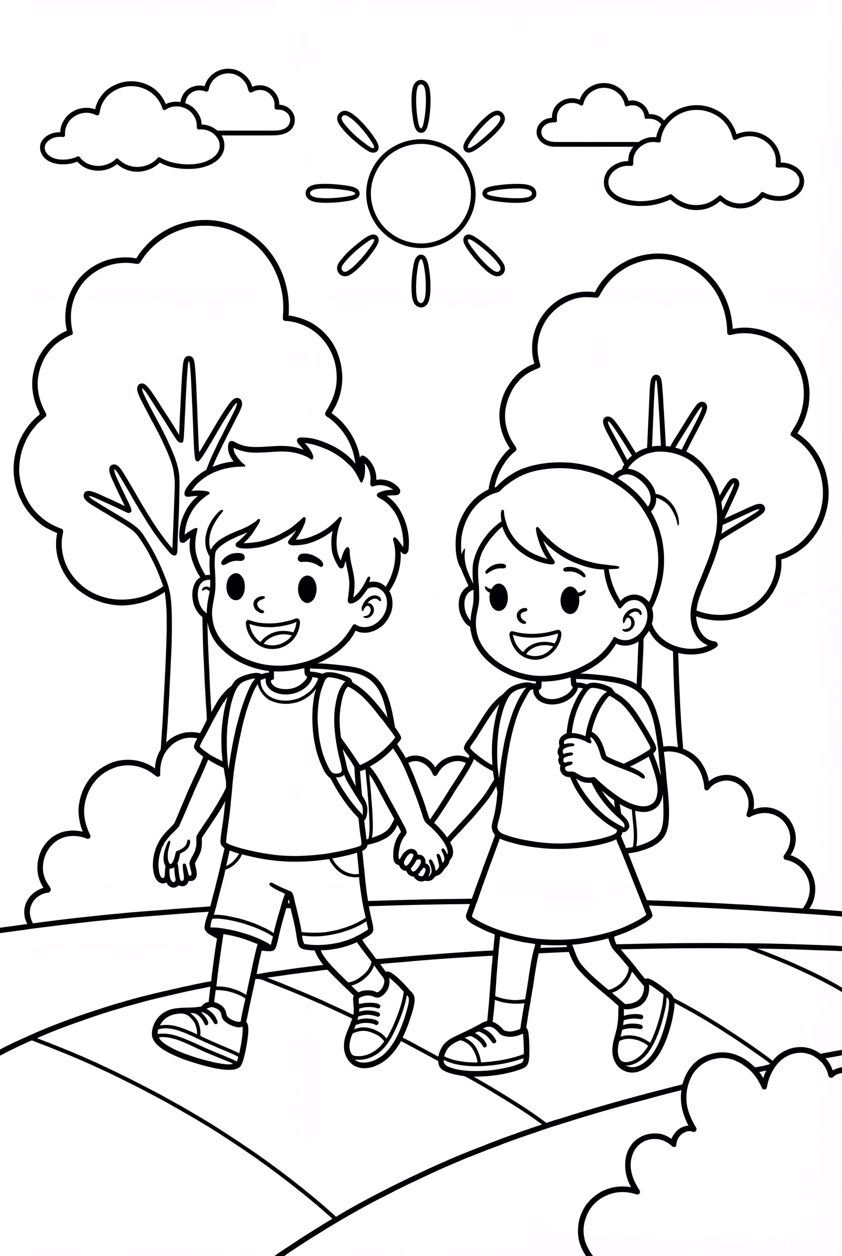 A Boy And Girl Walking Back To School
