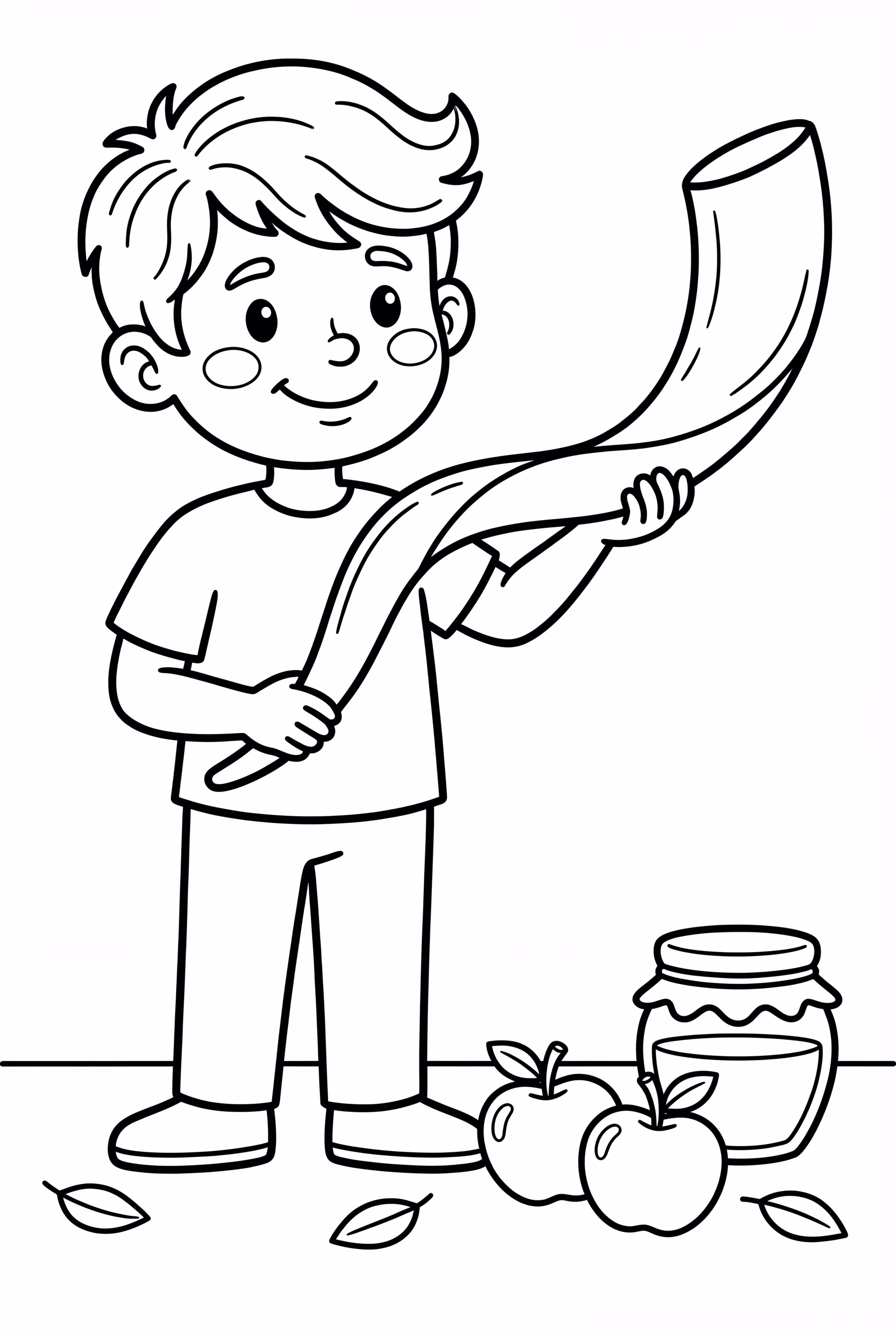 A Boy Holding The Rosh Hashanah Shofar