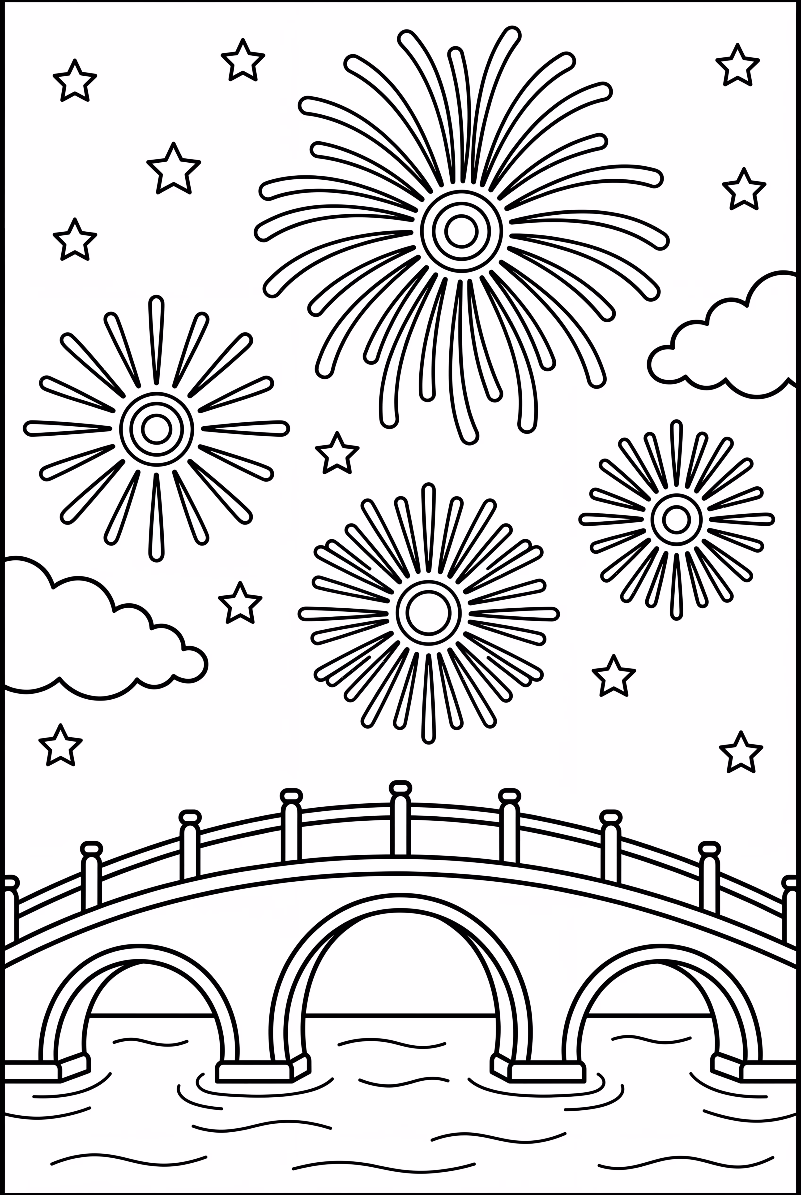 花火の上にかかる橋