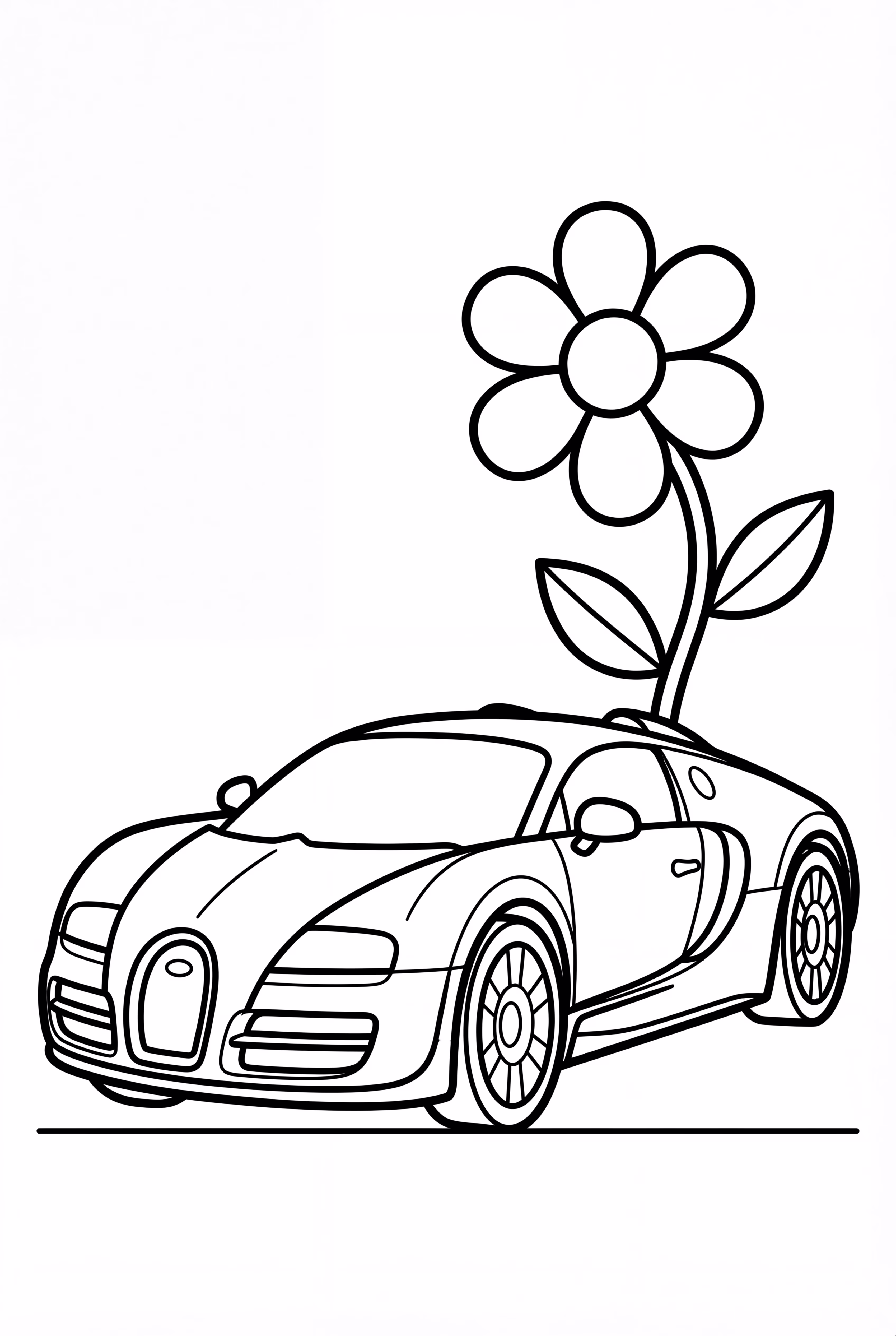 A Bugatti And A Big Flower