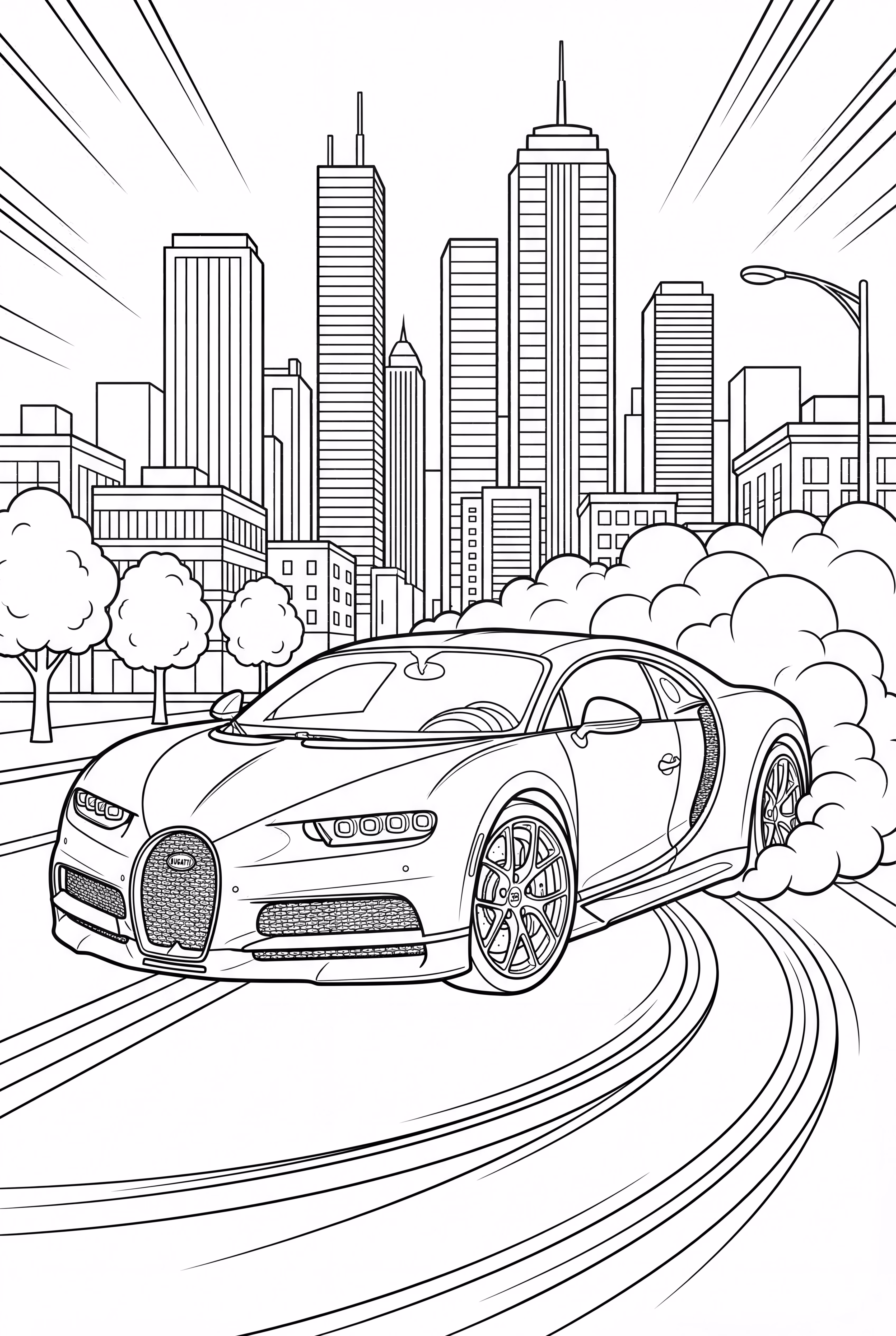 A Bugatti Drifting With Smoke