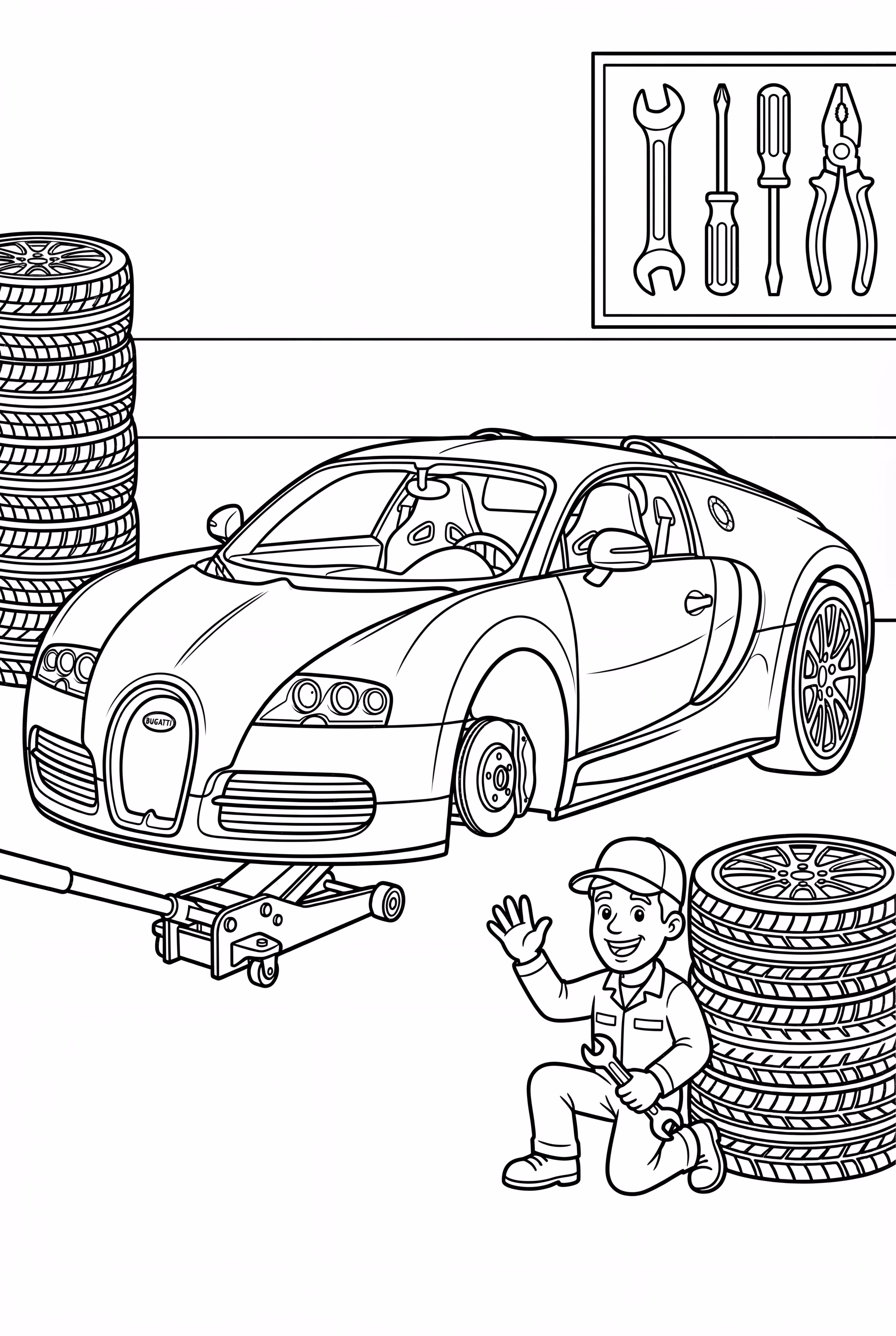 A Bugatti Getting New Tires