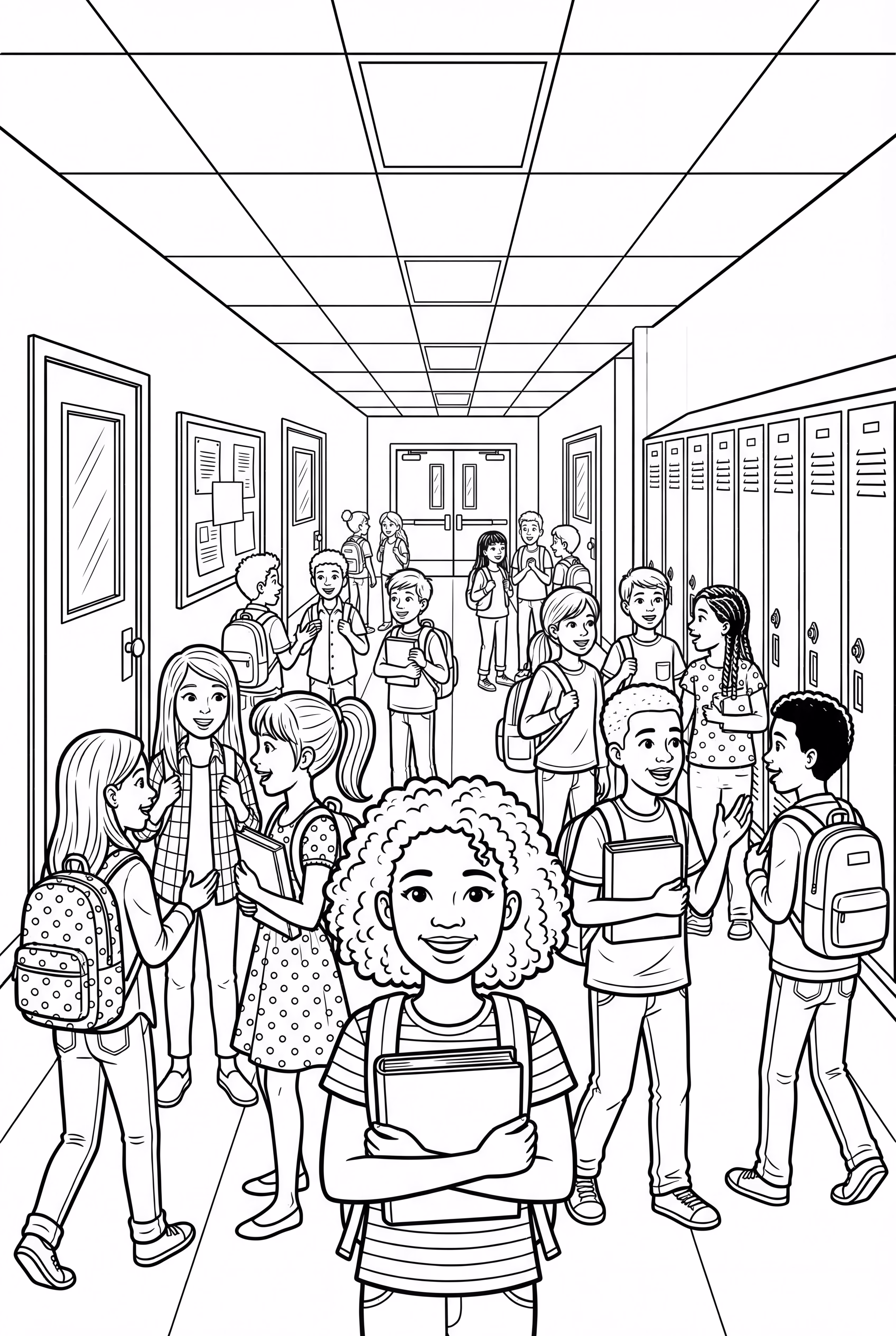 A Bustling First Day Of School Hallway