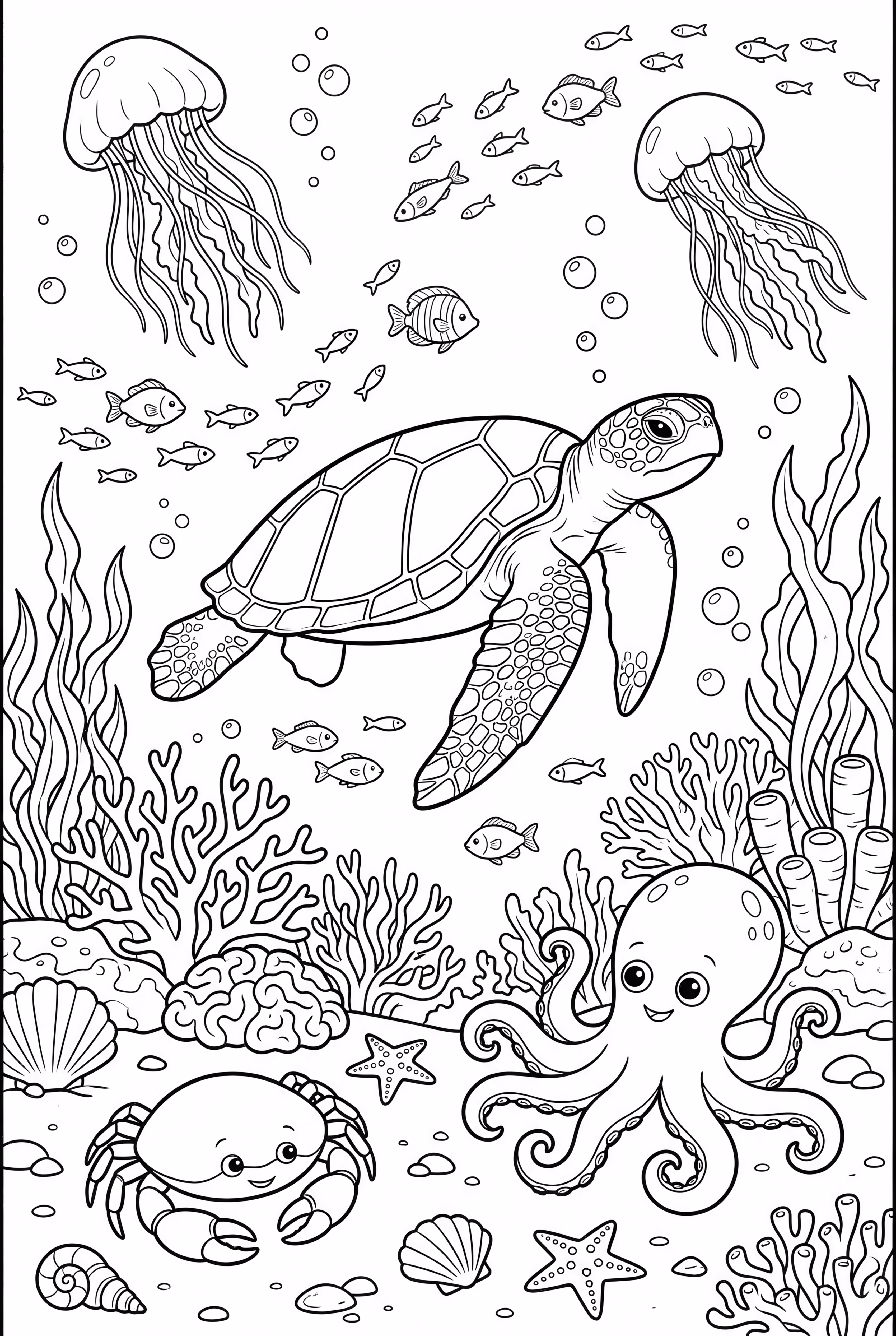 A Bustling Ocean Ecosystem with Many Creatures