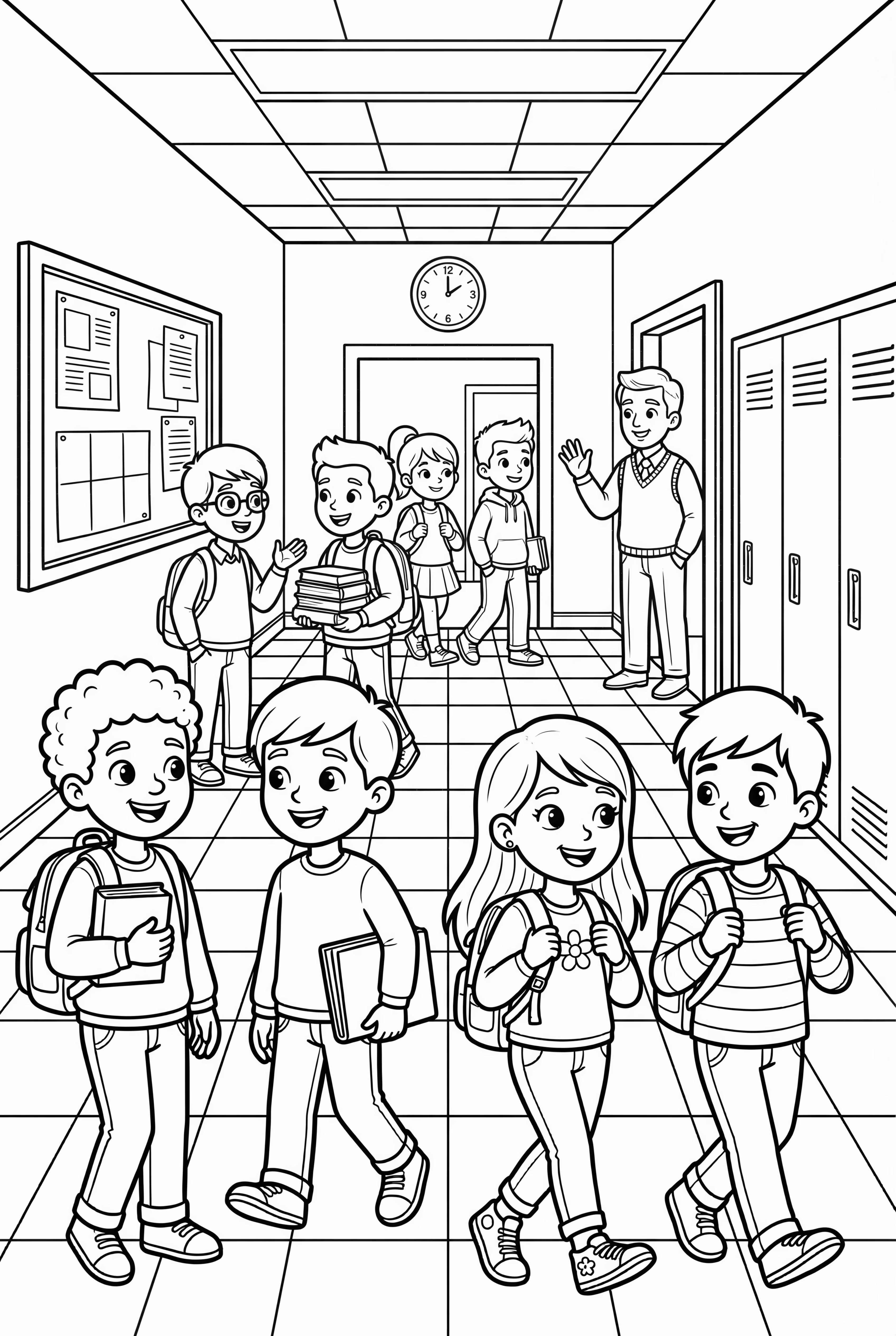 Um Corredor Escolar Agitado Volta às Aulas