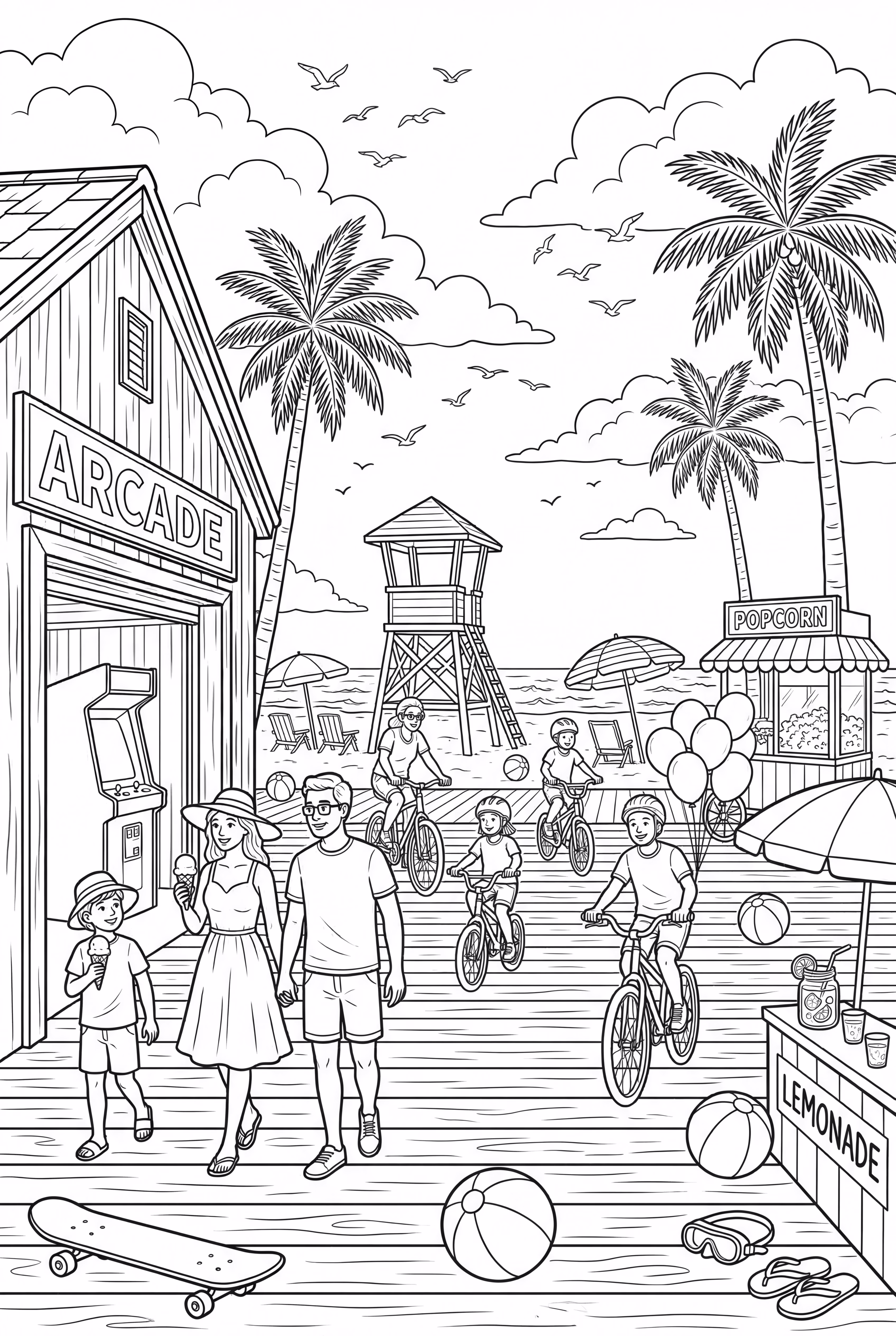 A Bustling Summer Boardwalk Scene