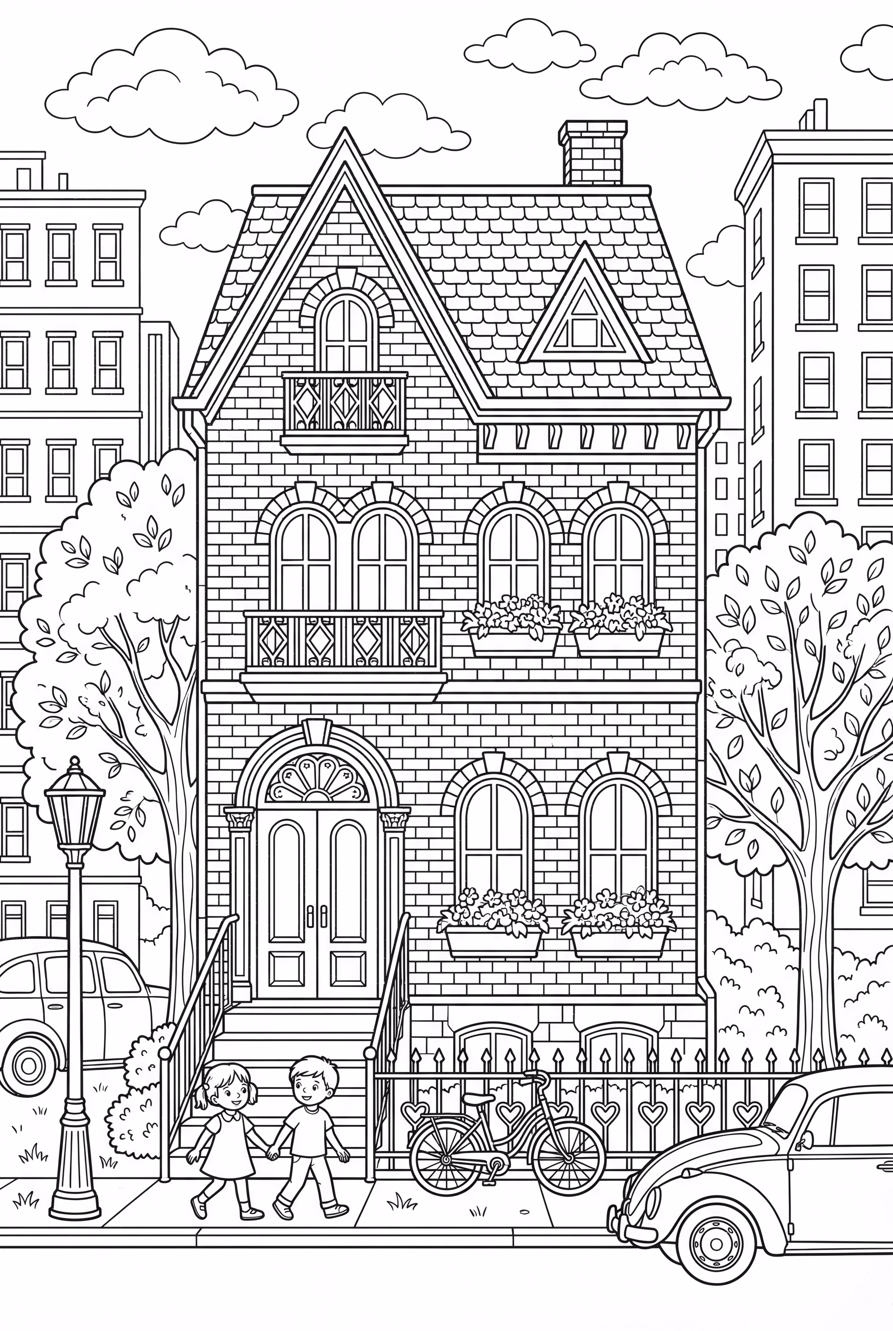 一个细节丰富的繁忙城市房屋