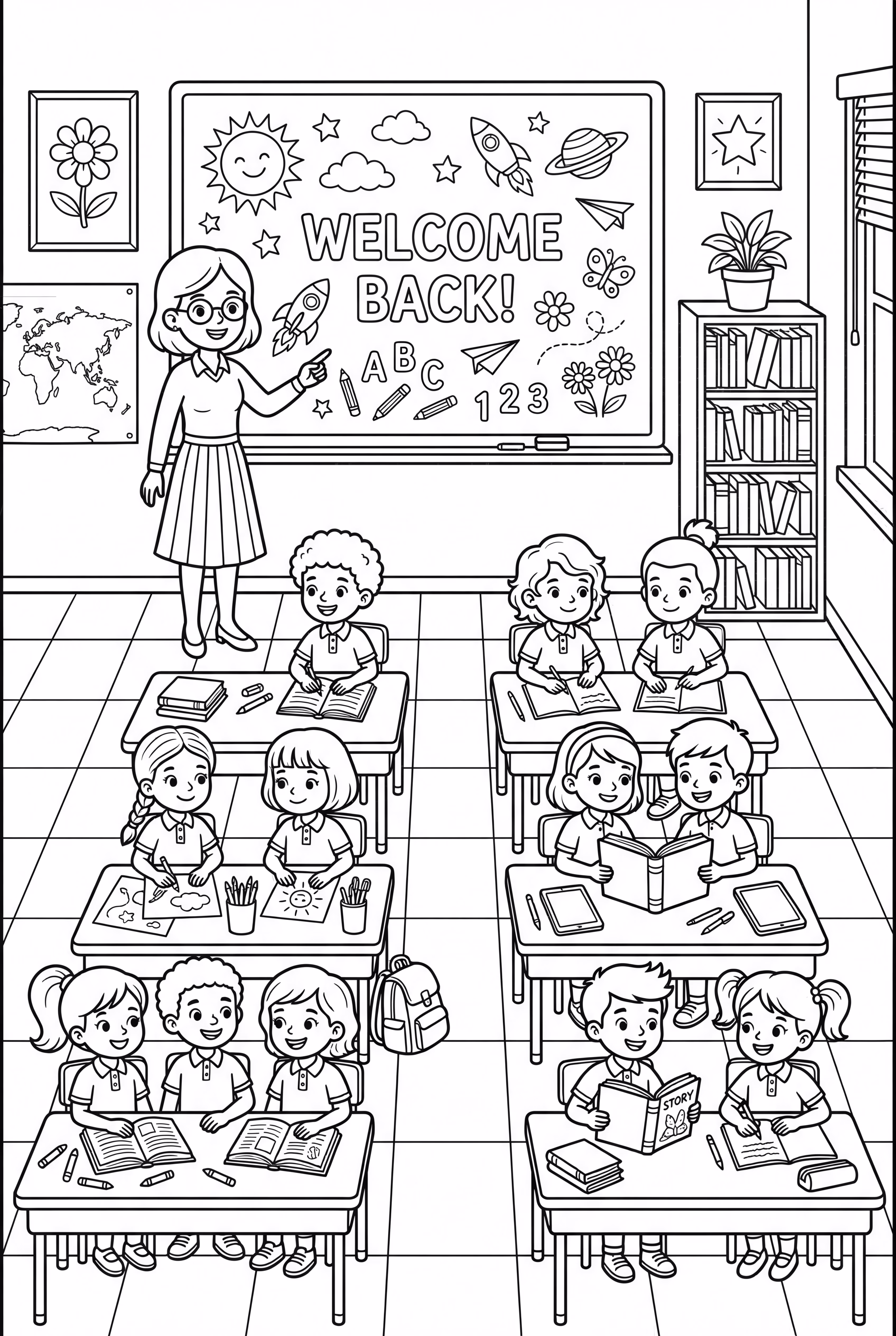 A Busy Classroom Scene Back To School