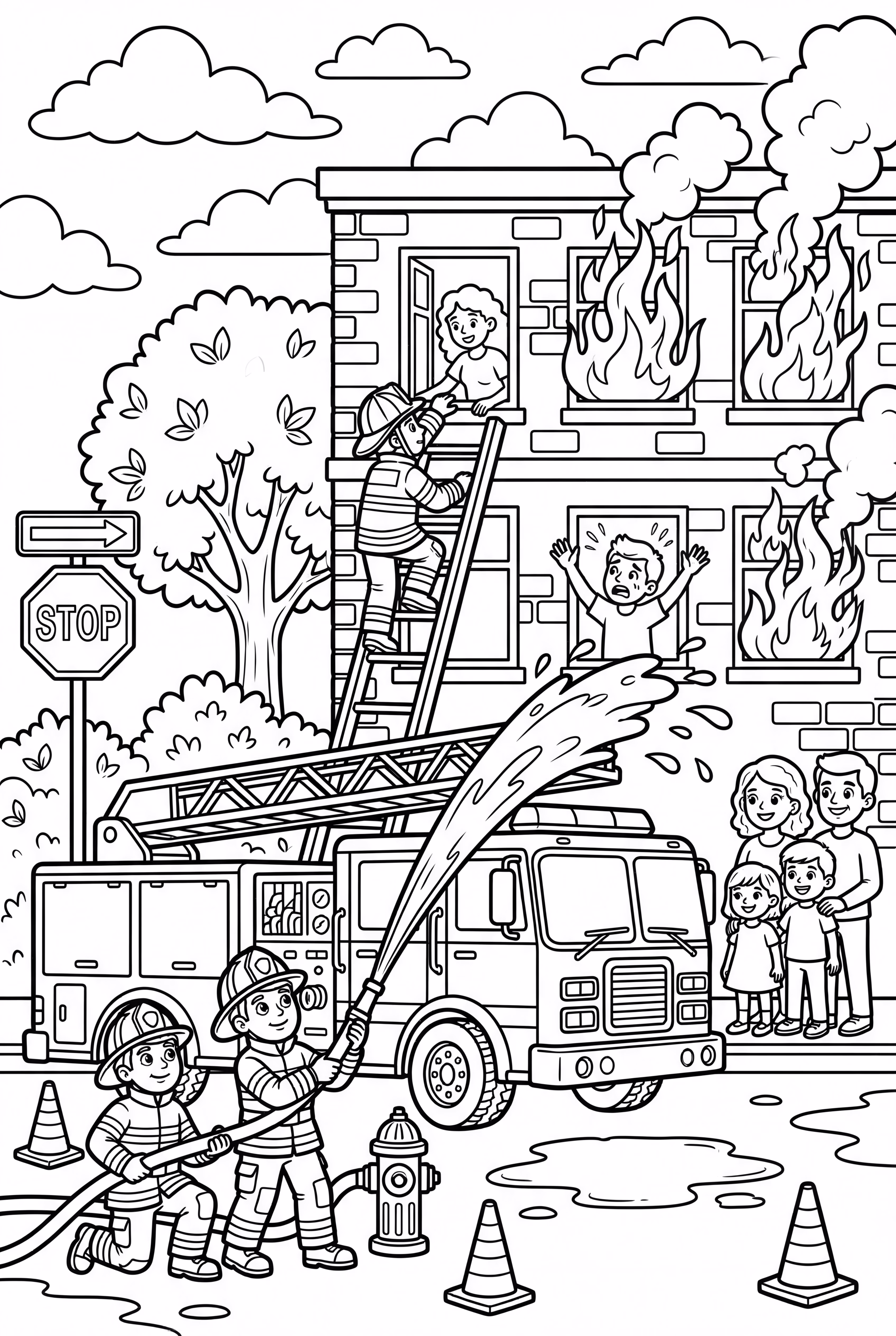 A Busy Fire Safety Emergency Scene