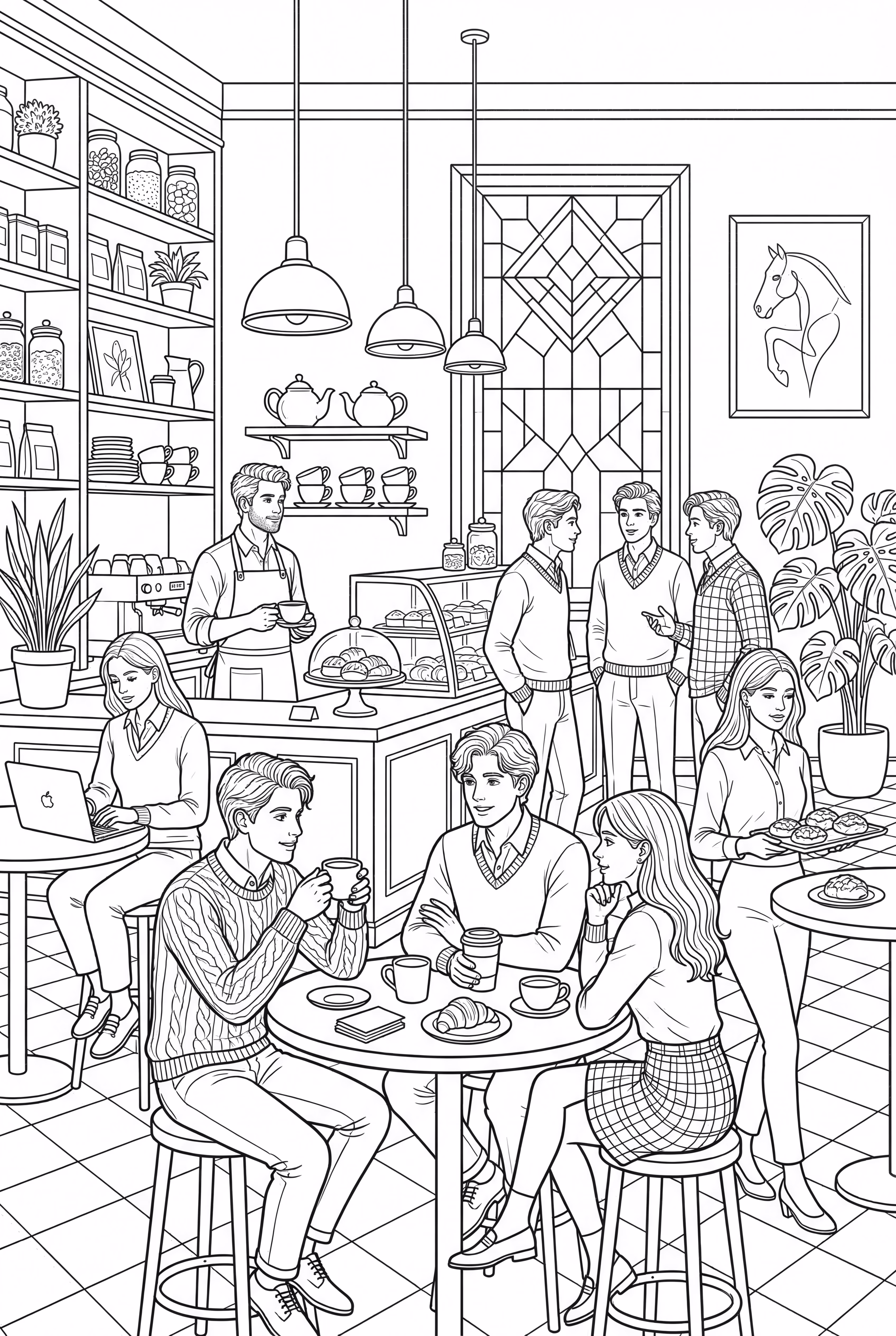 繁忙的預ppy咖啡廳場景