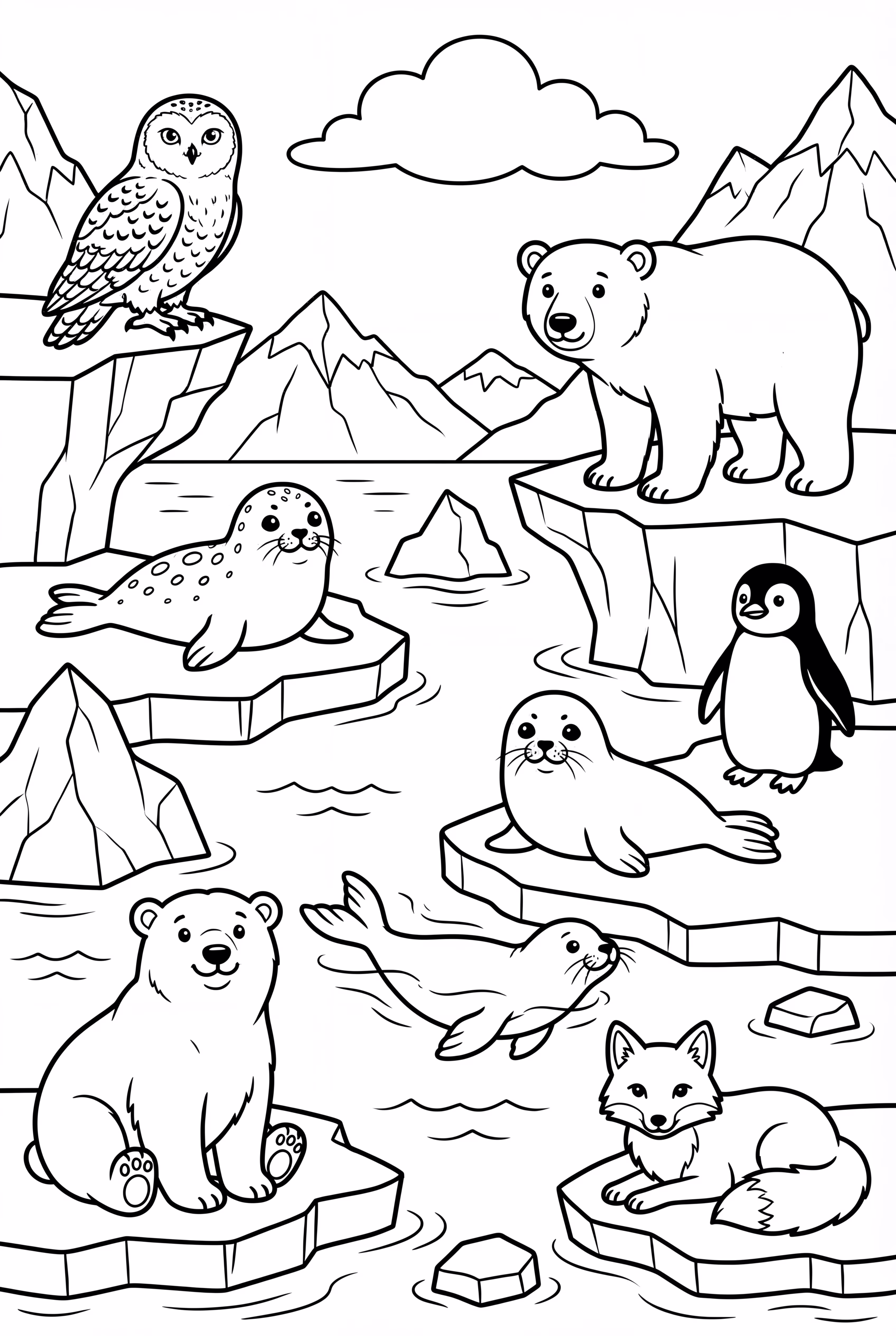 A Busy Scene of Many Different Arctic Animals