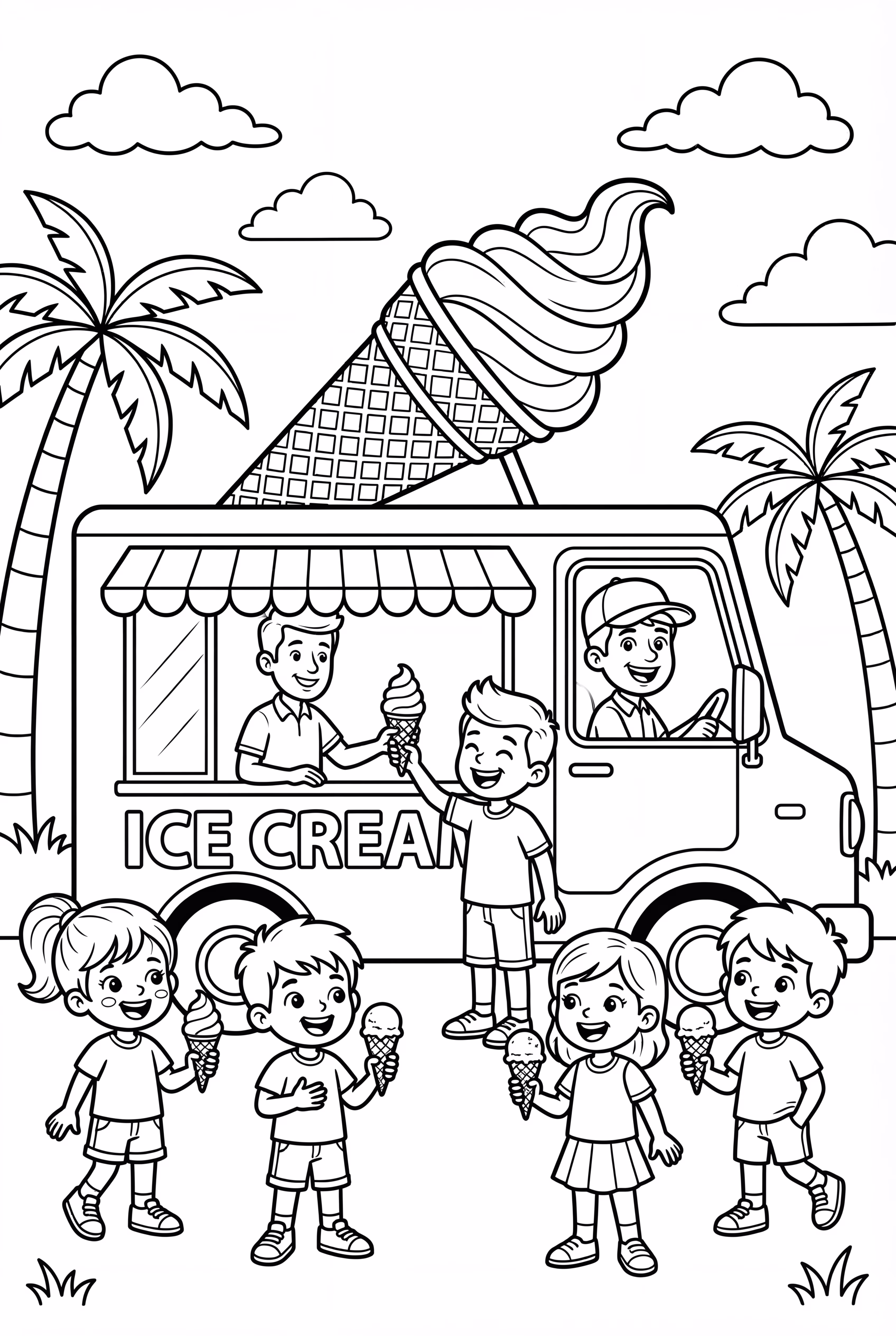 A Busy Summer Ice Cream Truck