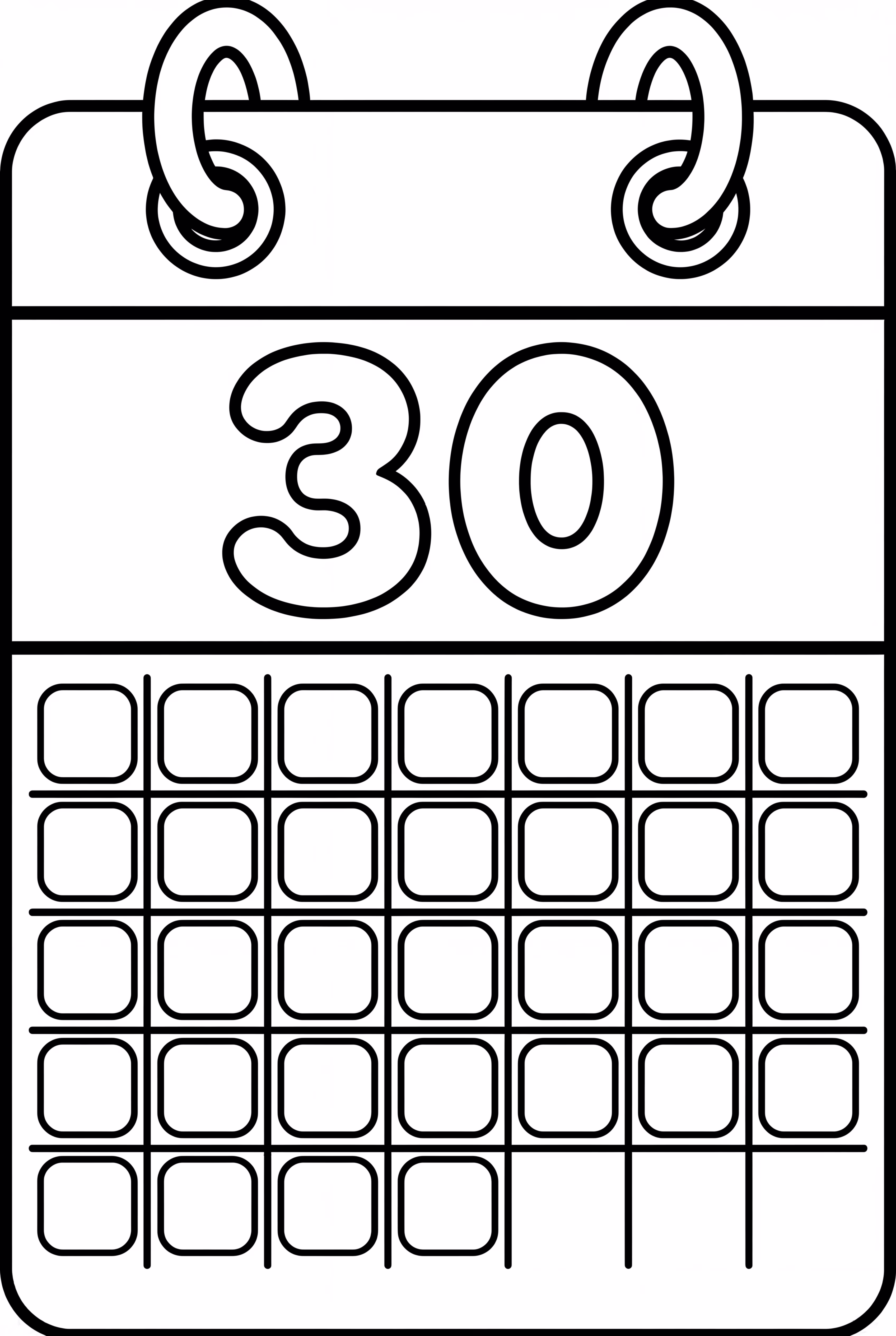 A Calendar Page With The Number Thirty