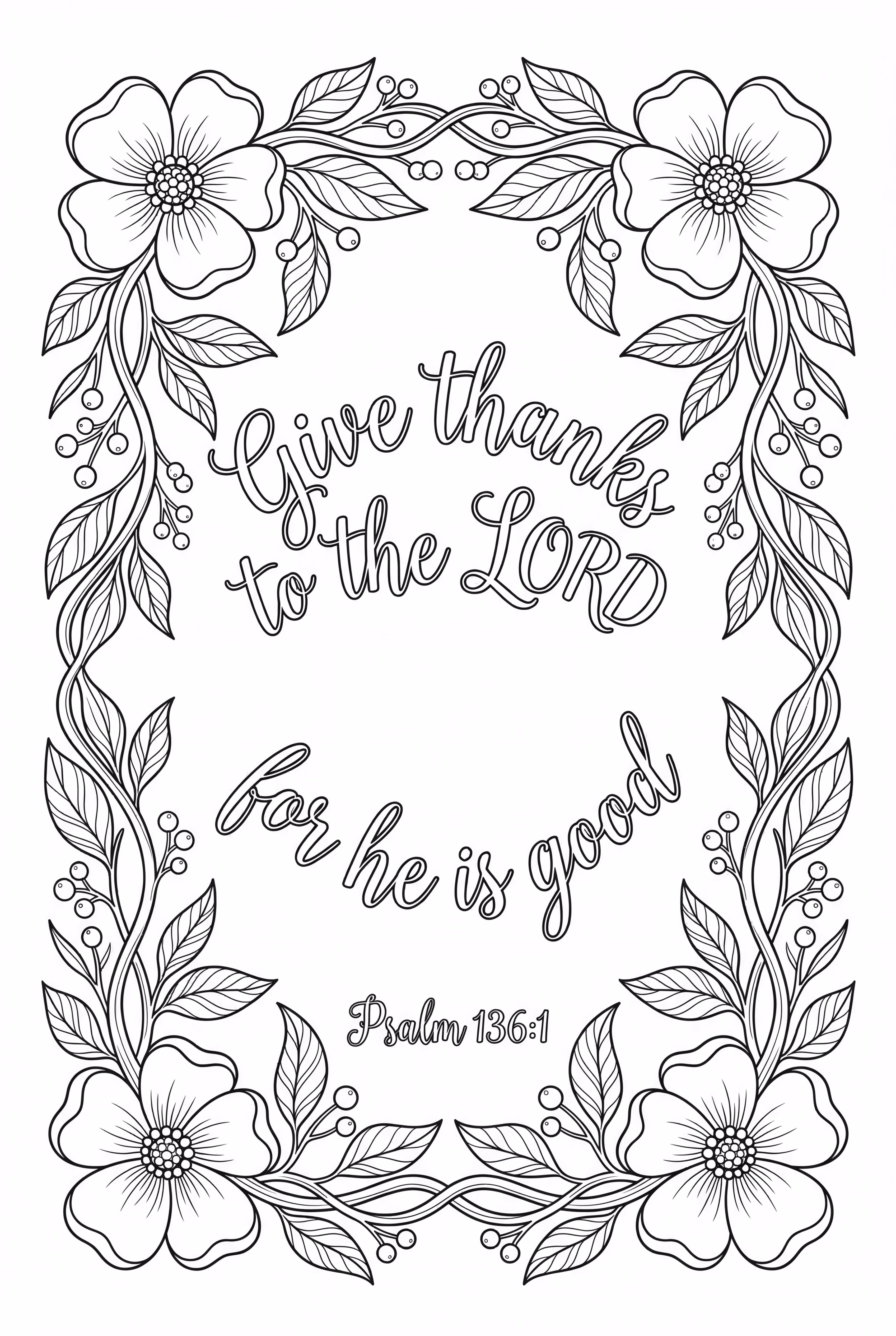 A Calligraphy Bible Verse With Detailed Floral Wreath