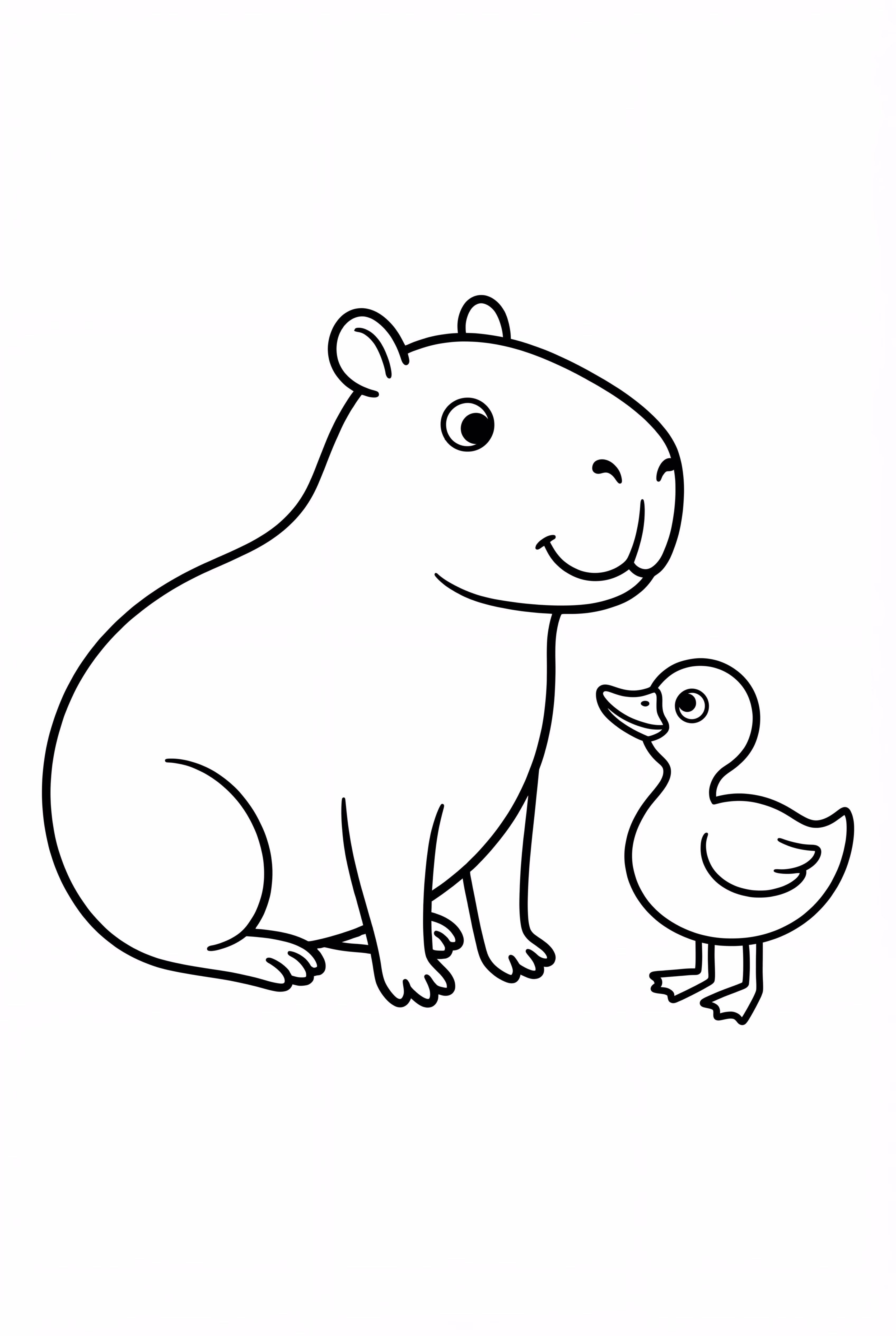 A Capybara And A Friendly Duck