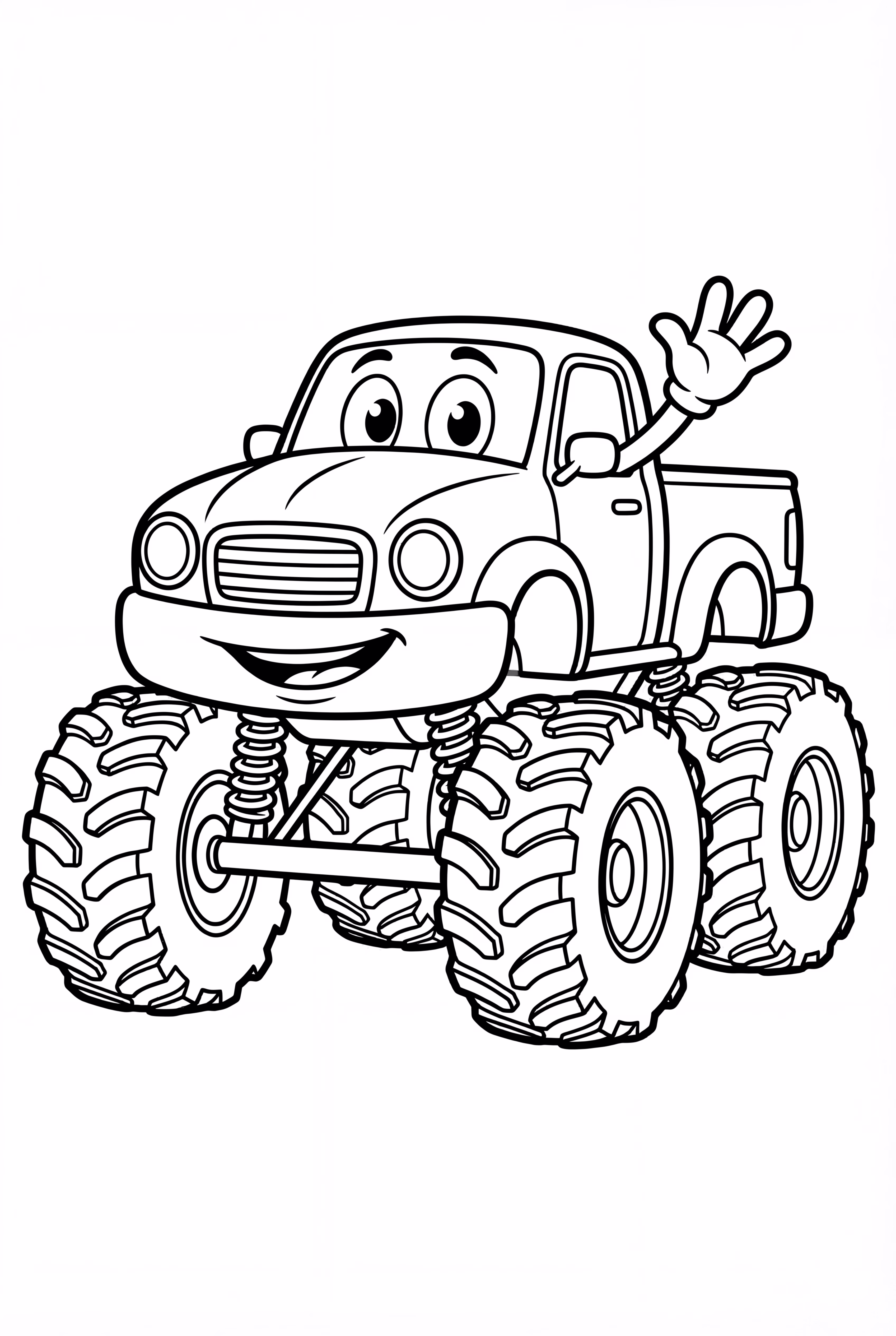 A Cartoon Monster Jam Truck Waving