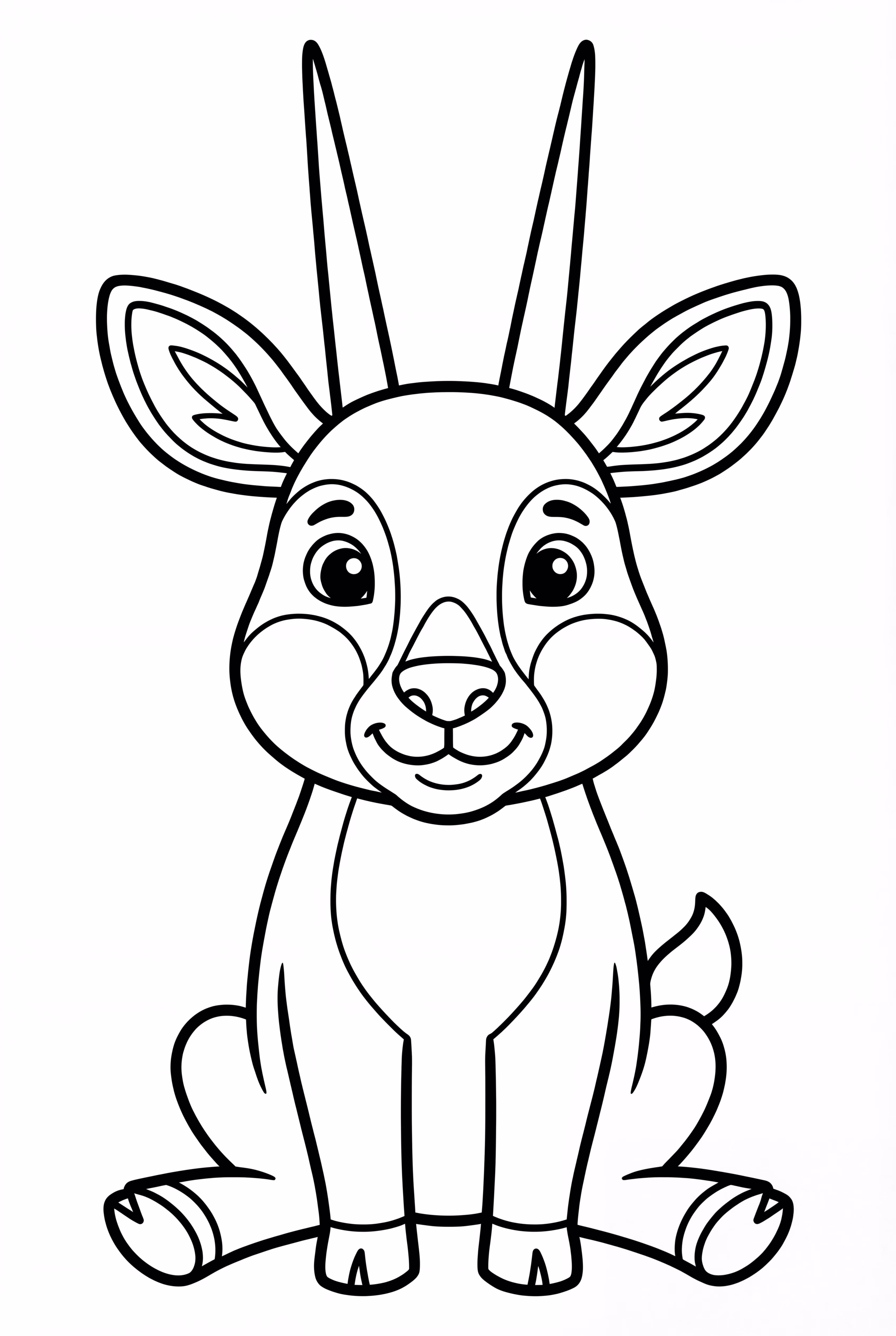 A Cartoon Saola Sitting Down