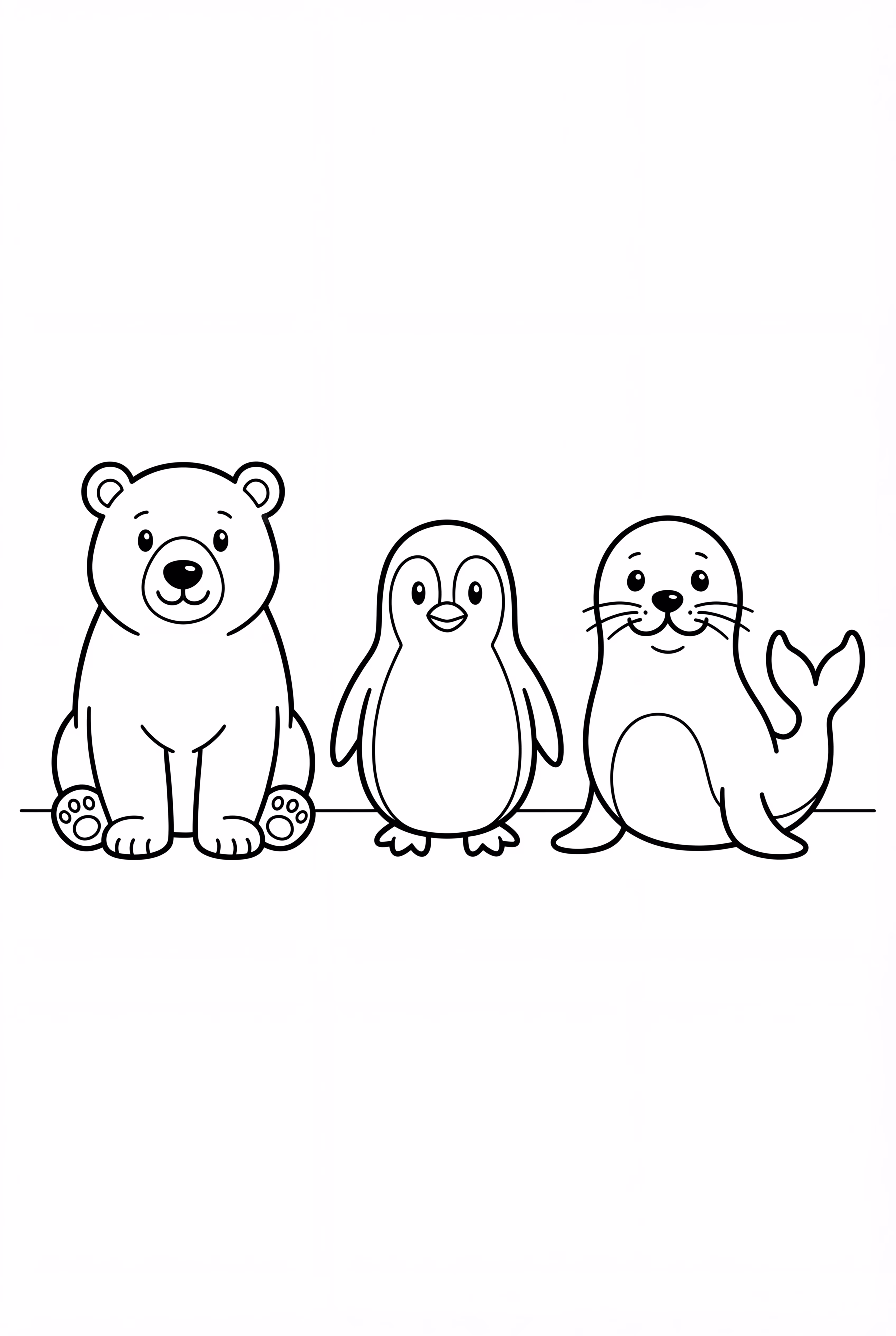Un grupo de animales árticos en estilo dibujo animado