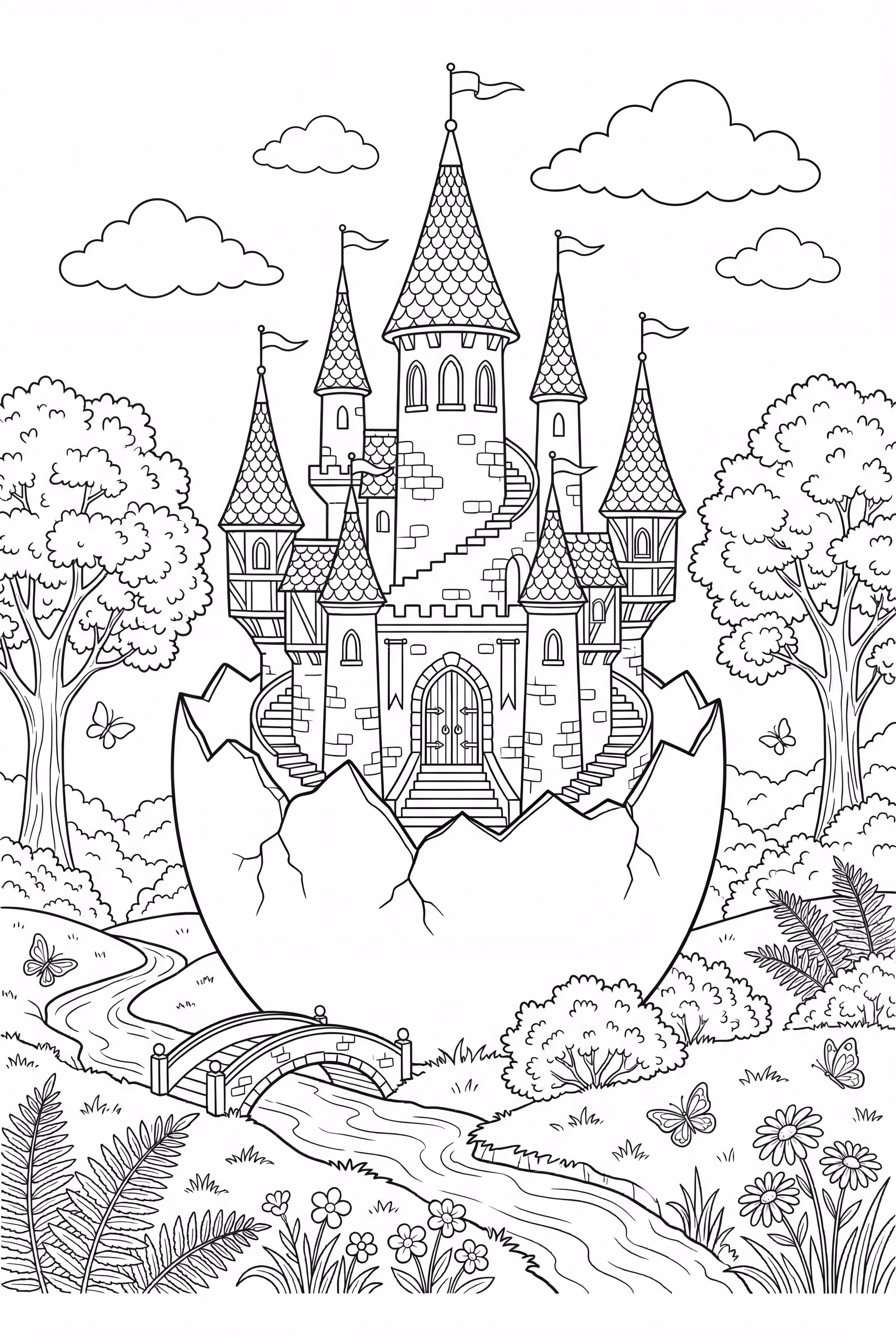 Un château fait d'une coquille d'œuf