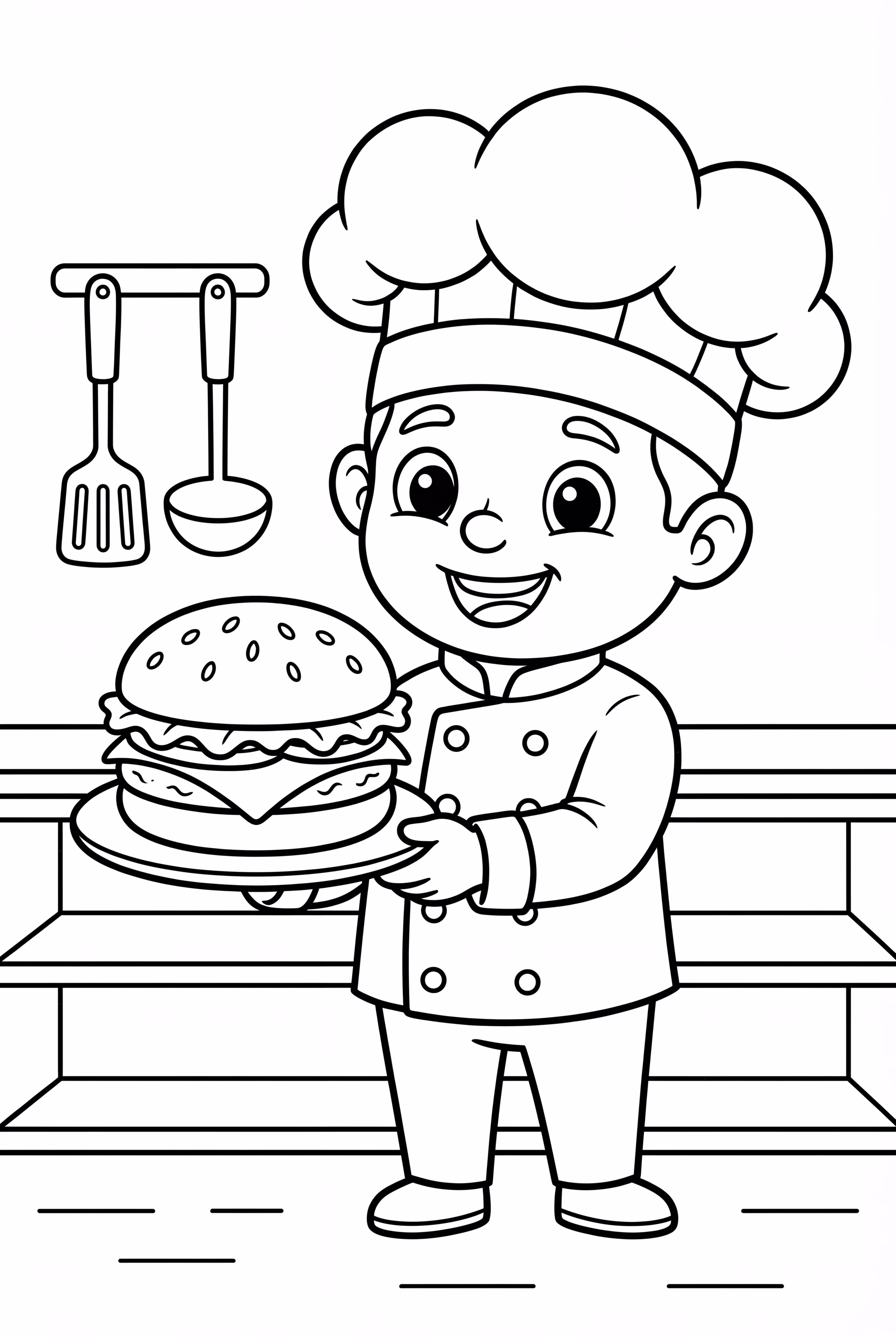 厨师展示完美汉堡