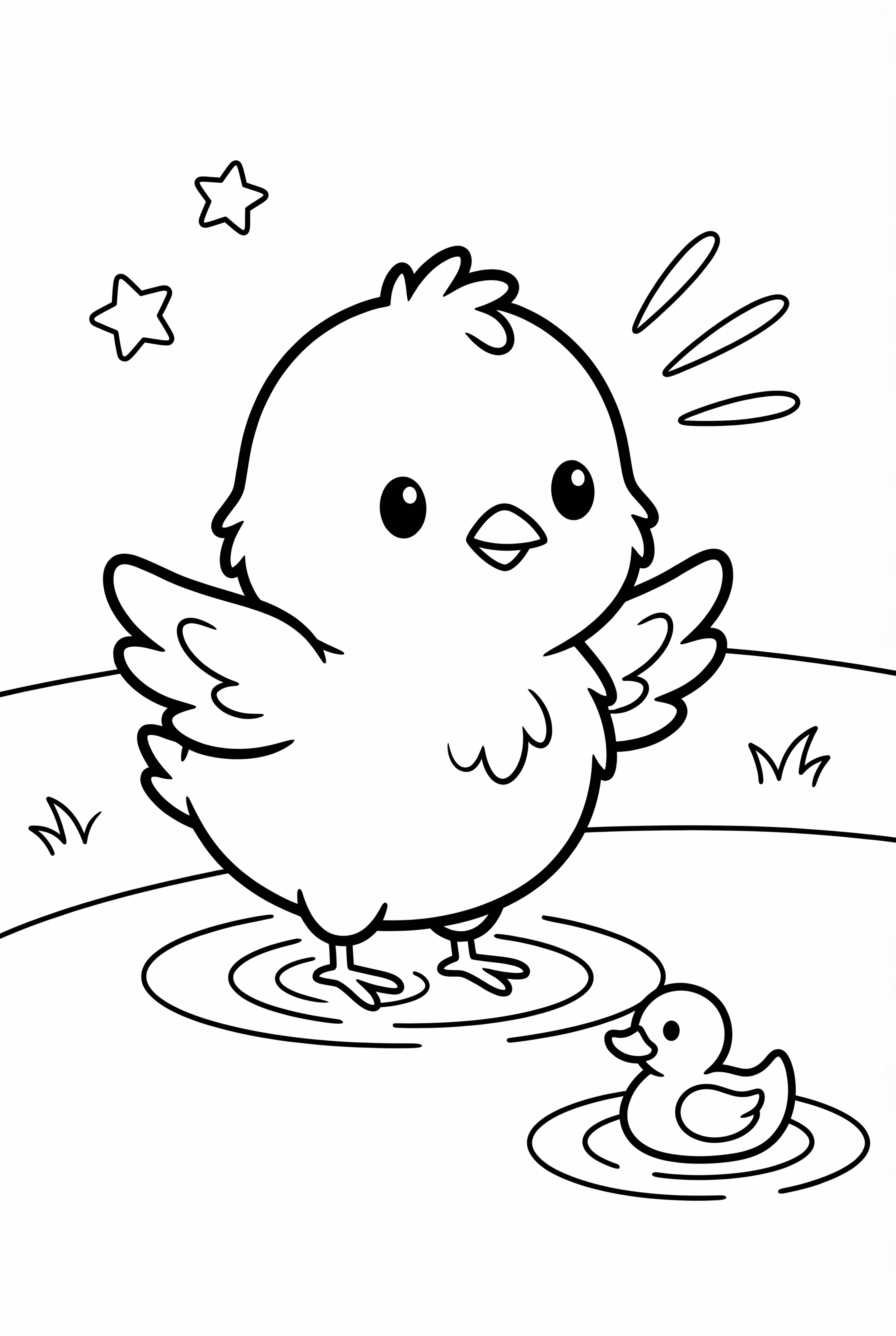 A chick wearing a cute outfit