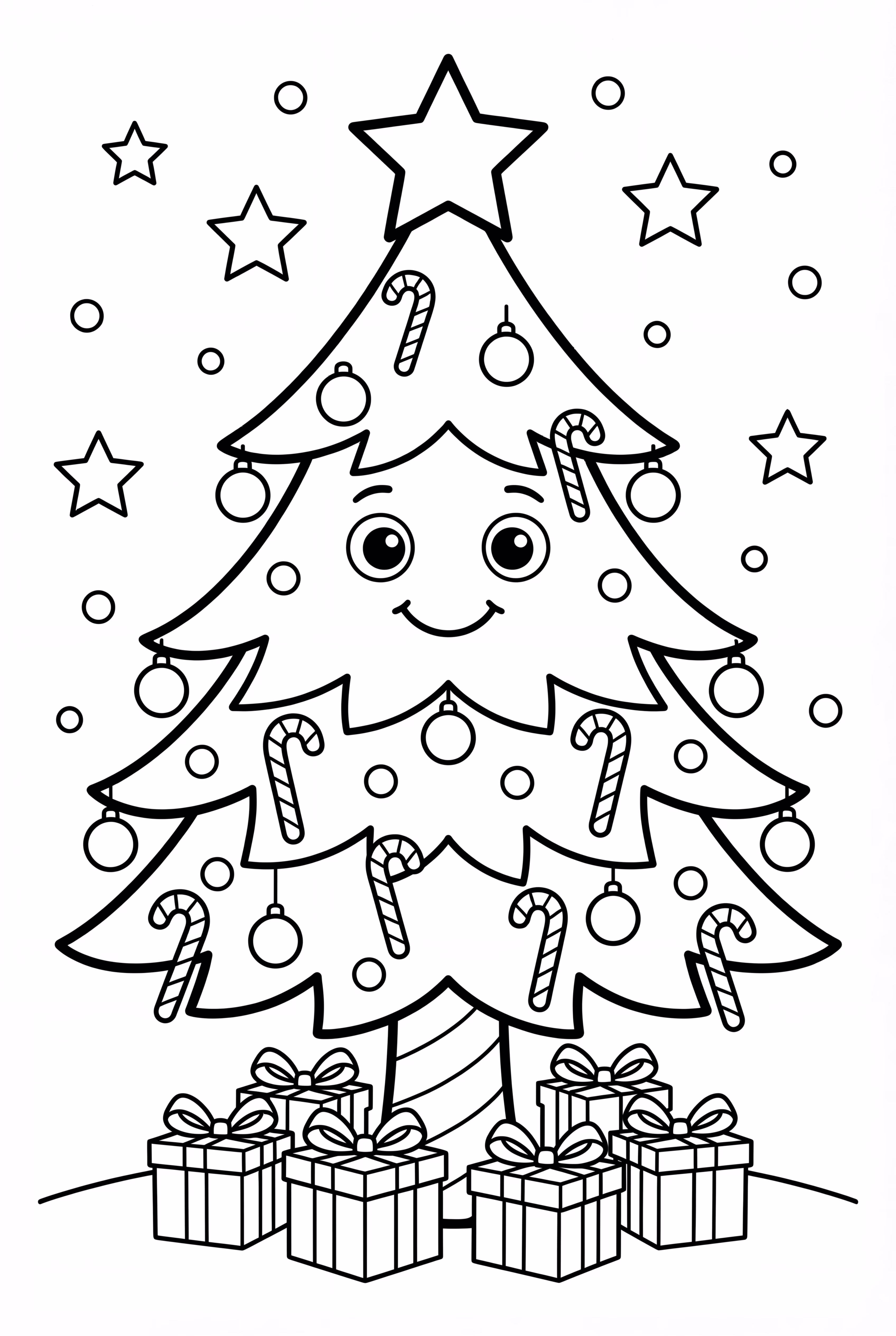 A Christmas Tree Decorated With Candy Canes