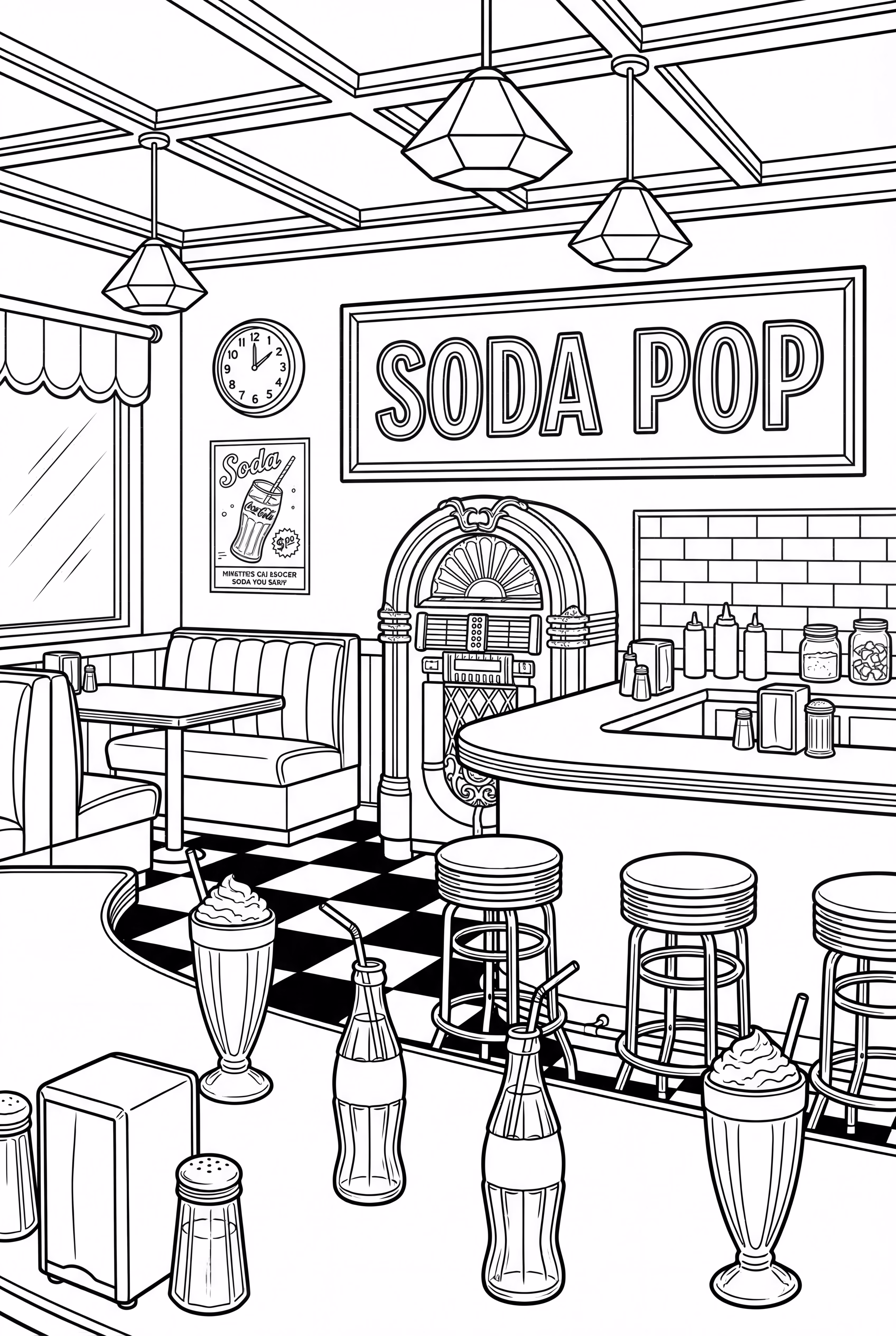A Classic Diner Interior With Soda Pop