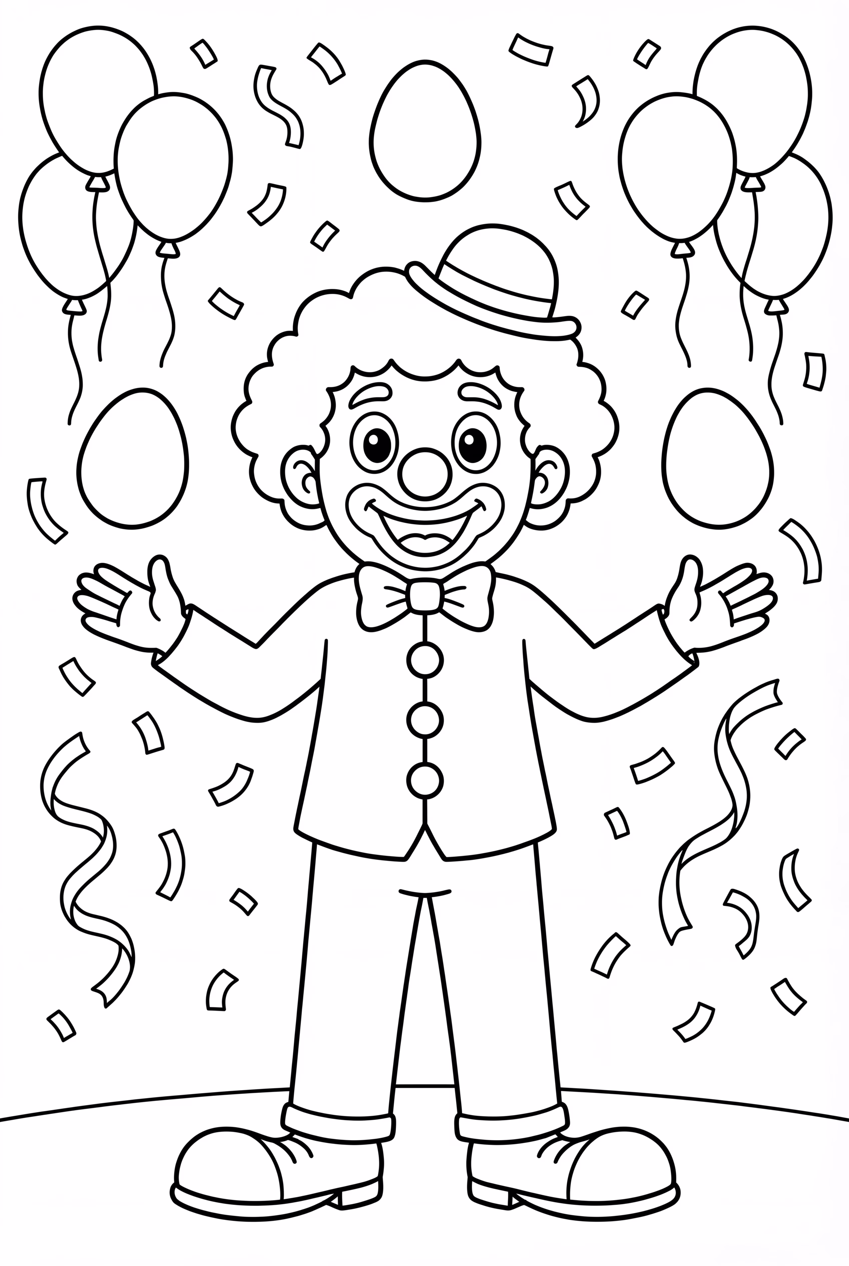 A Clown Juggling Three Colorful Eggs