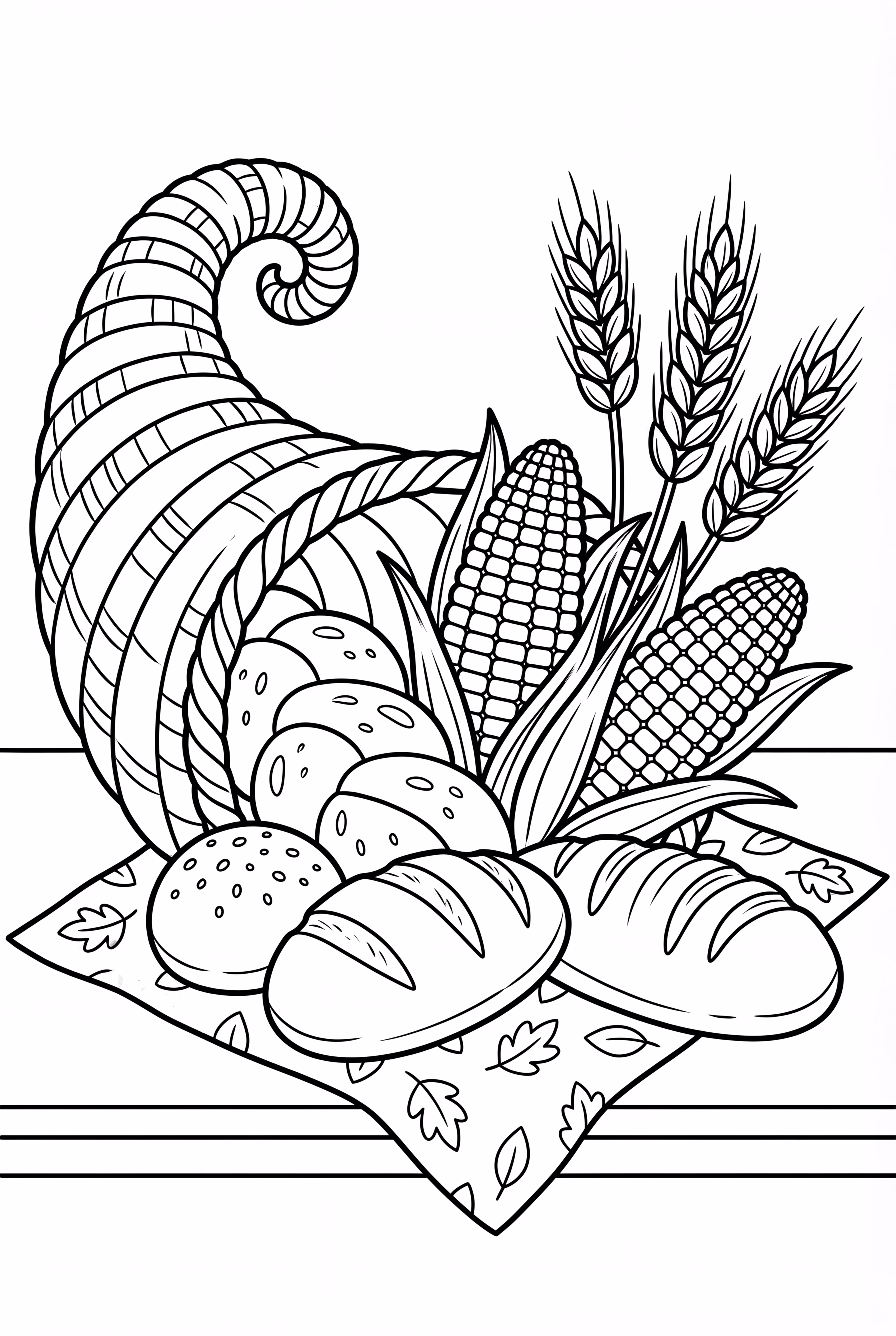 A Cornucopia Filled With Bread And Grains