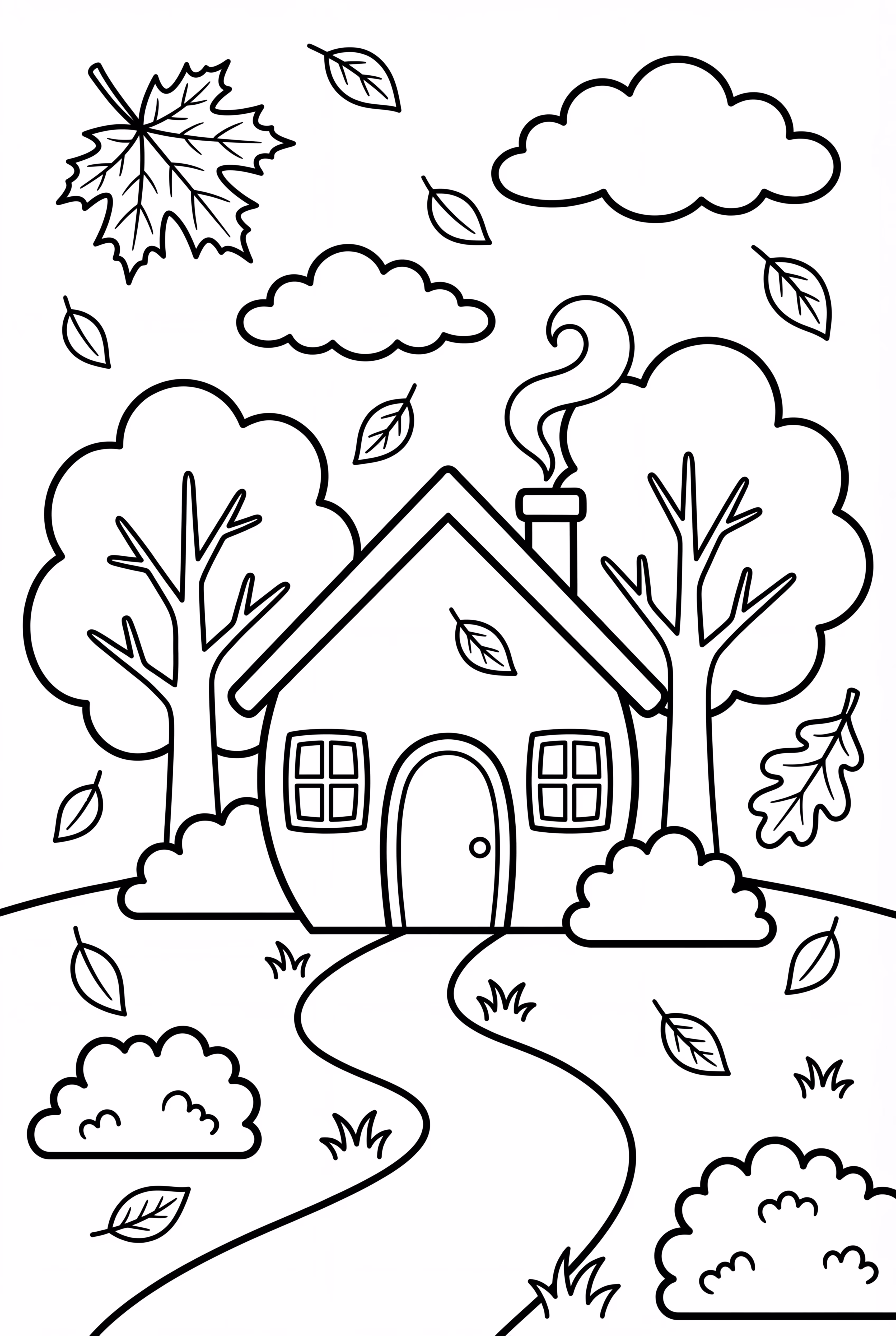 A Cozy Autumn Scene With Falling Leaves