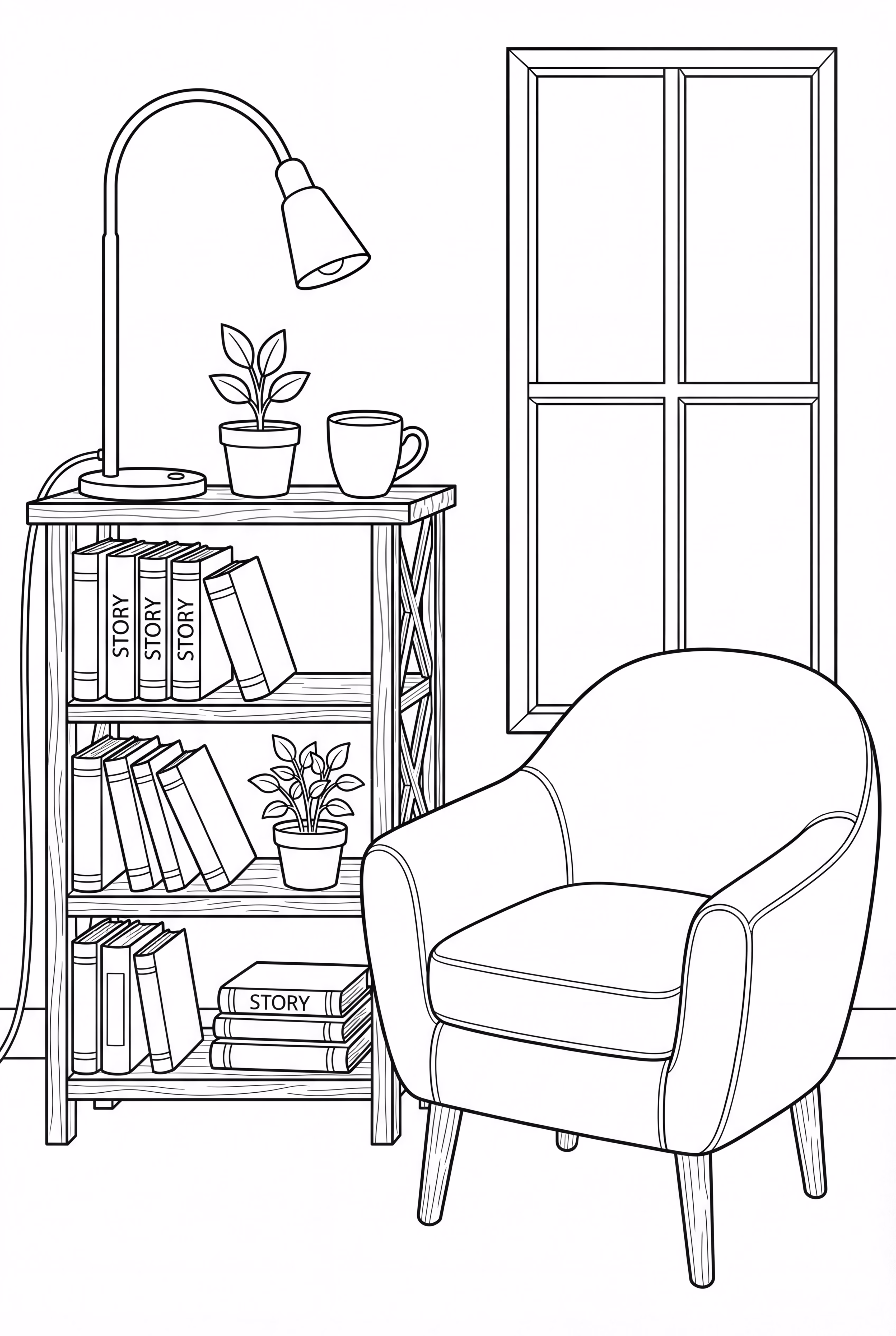 Une bibliothèque confortable remplie d'histoires