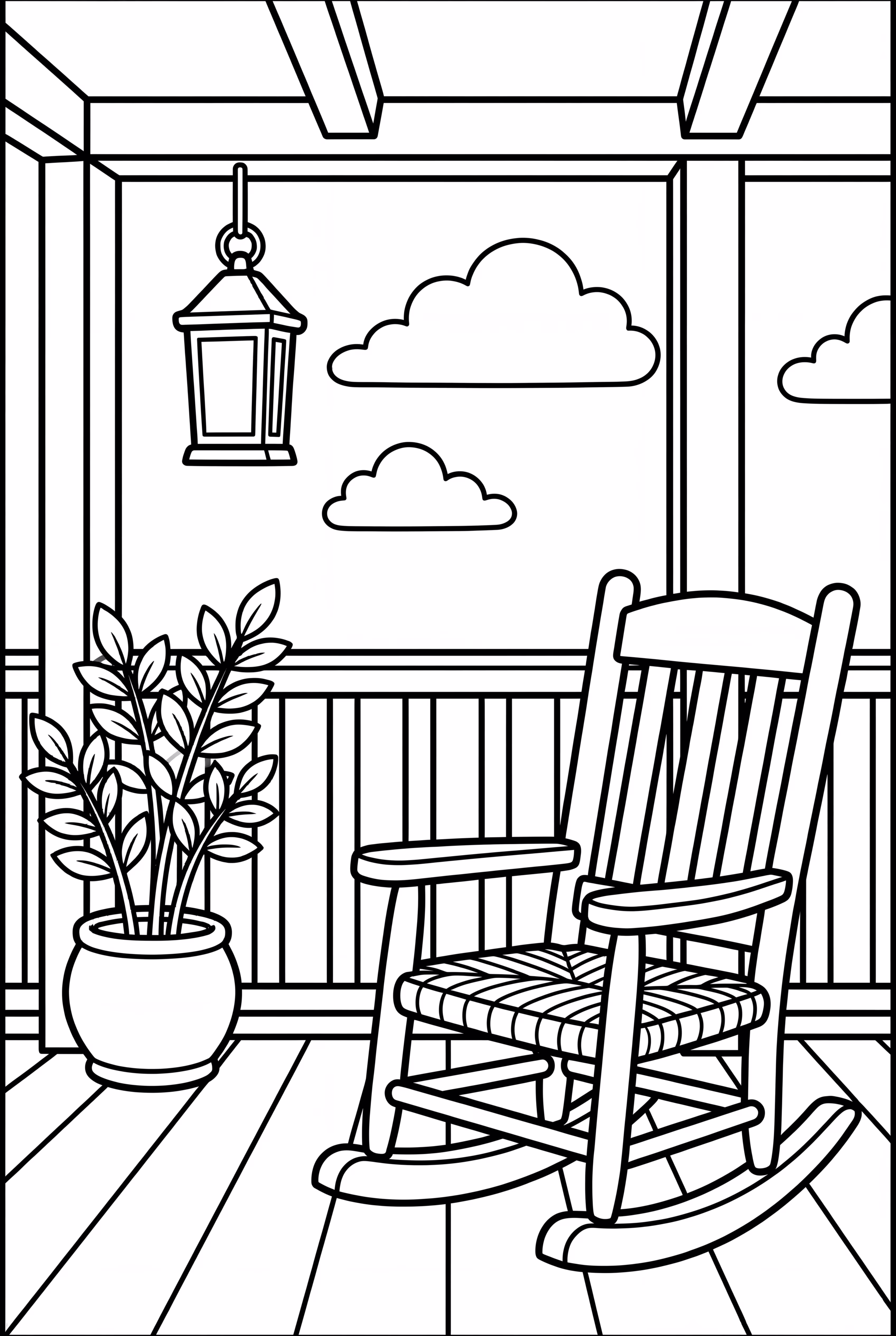 A Cozy Porch With A Rocking Chair