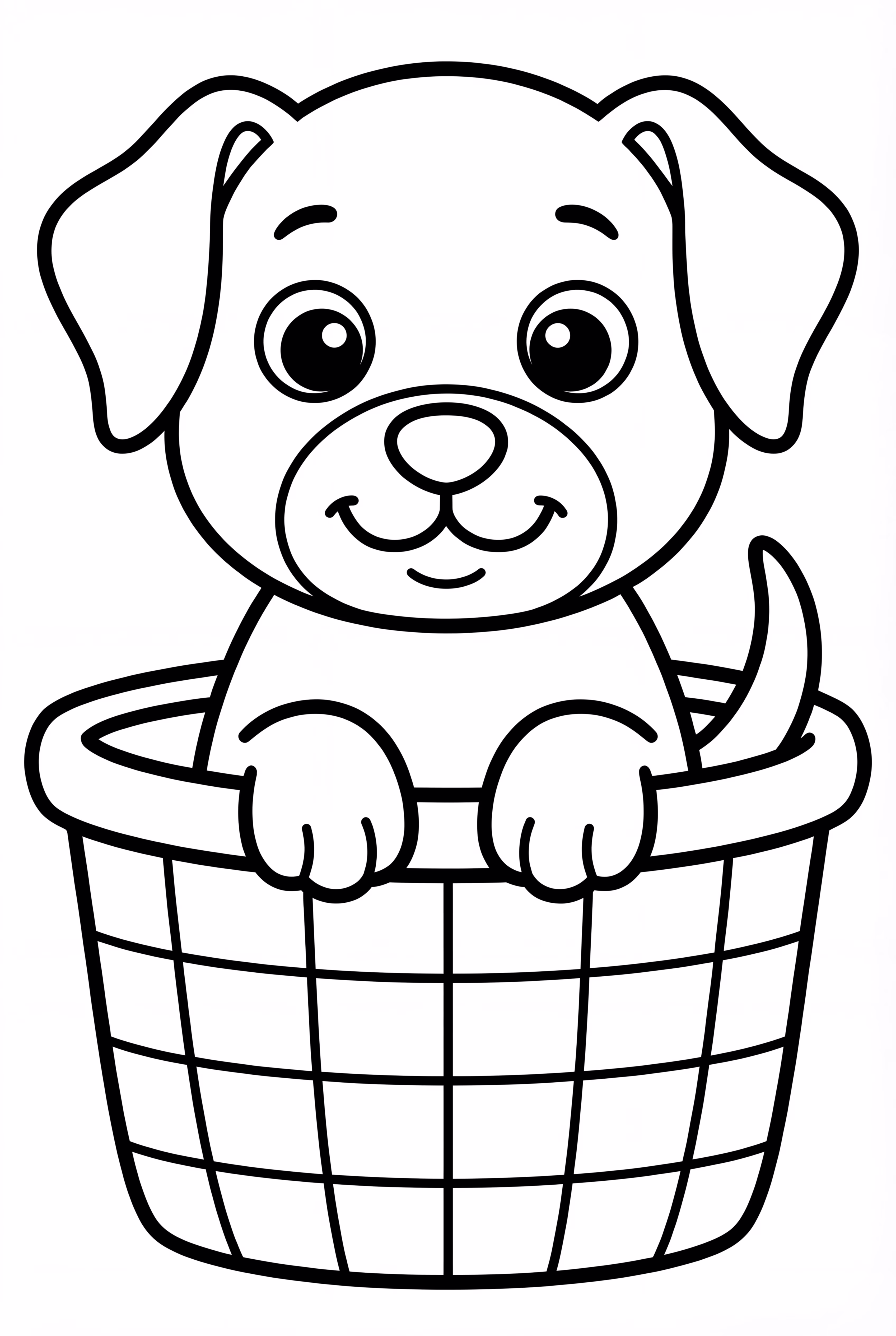 A Cozy Puppy In A Basket